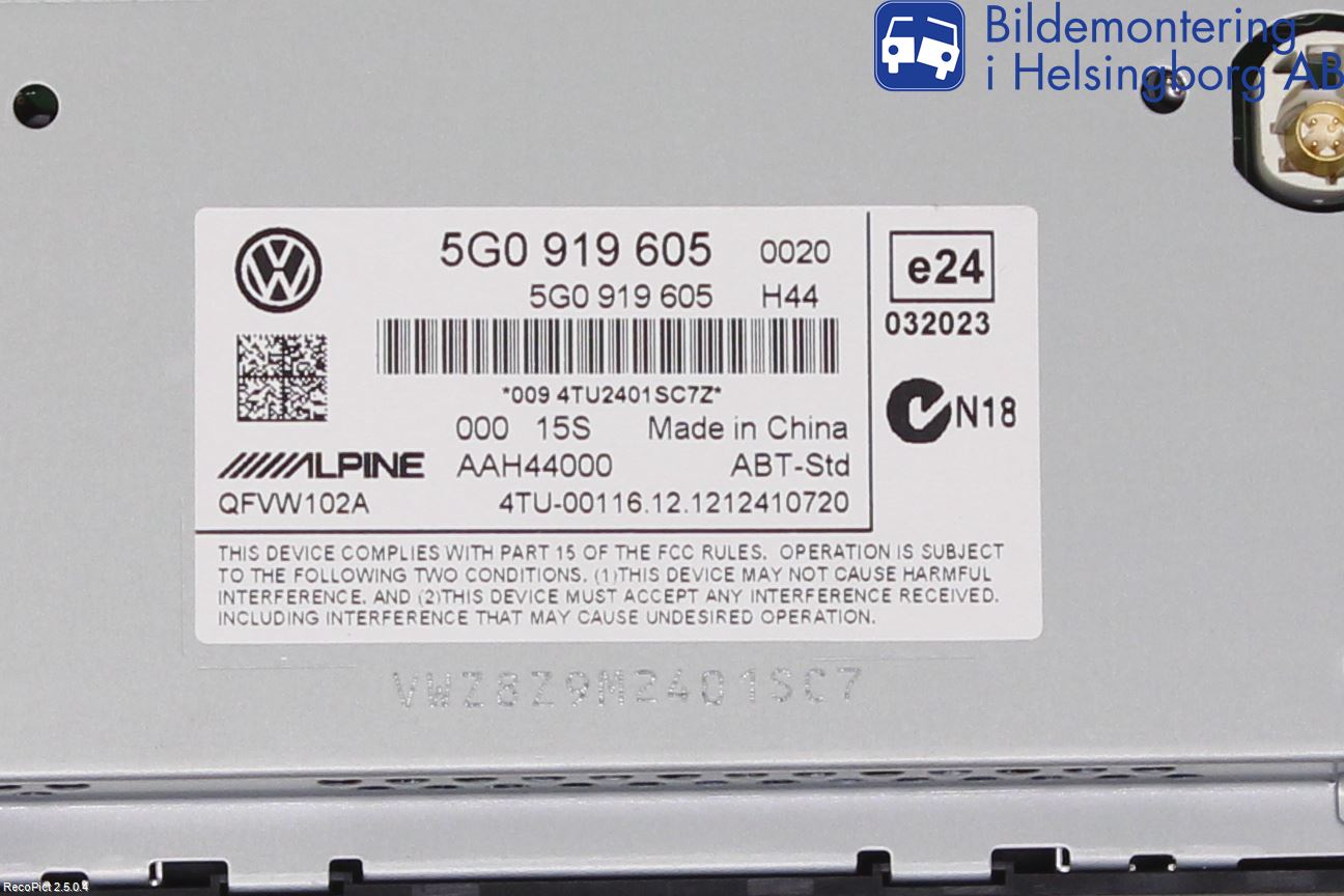 Volkswagen VW GOLF / E-GOLF VII 13-20 Multifunktionsdisplay