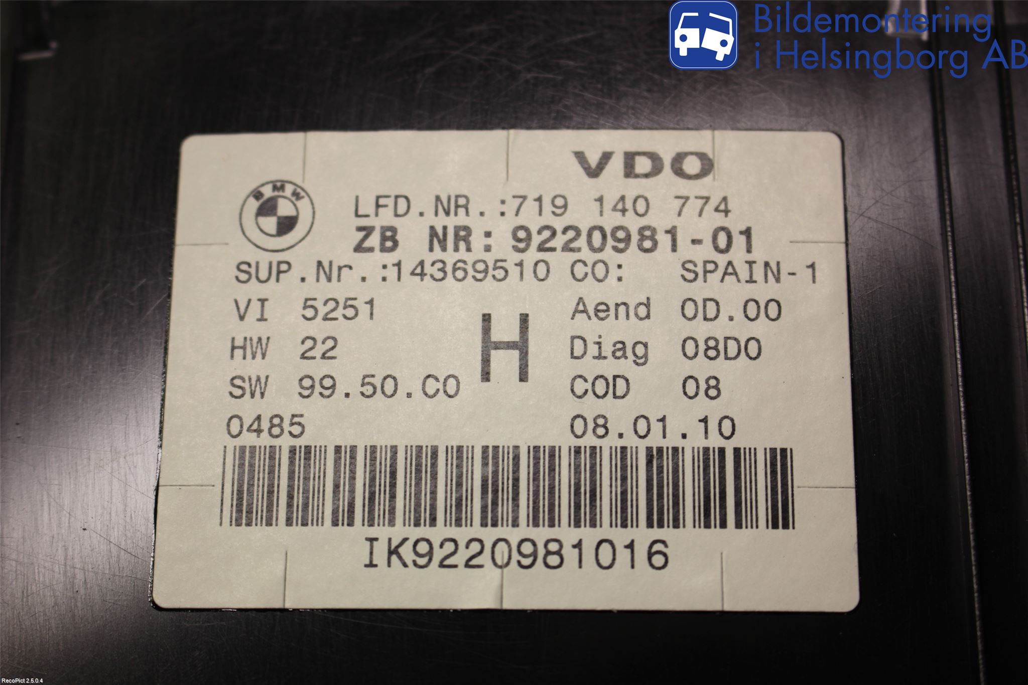 BMW 3 E90/91 SED/TOU 05-12 Instrument Komb