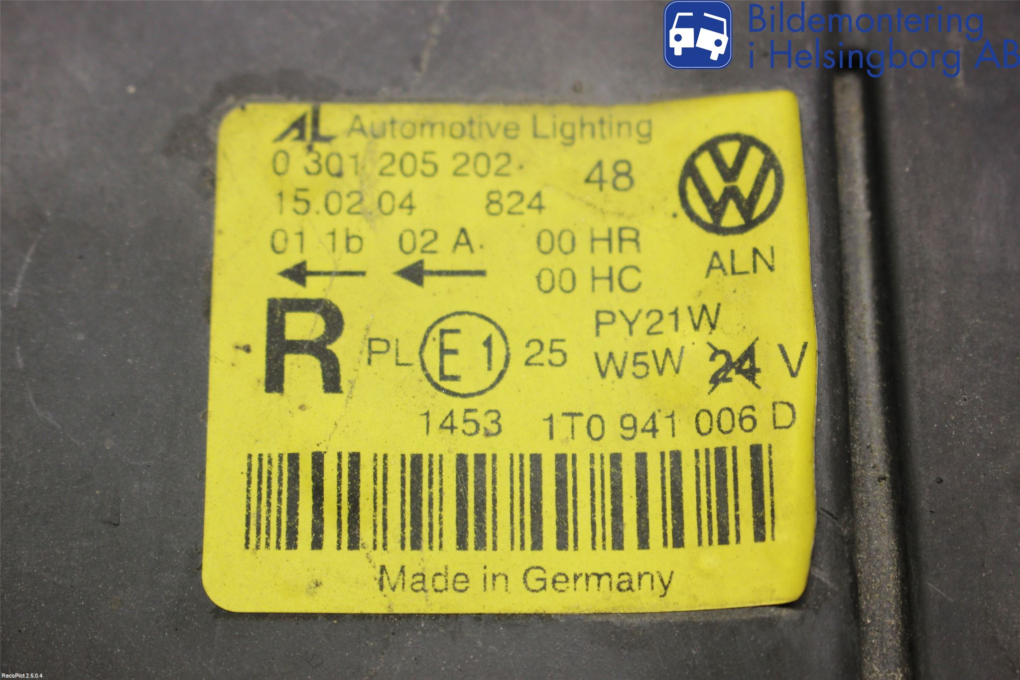 Volkswagen VW TOURAN 03-10 Strålkastare Höger