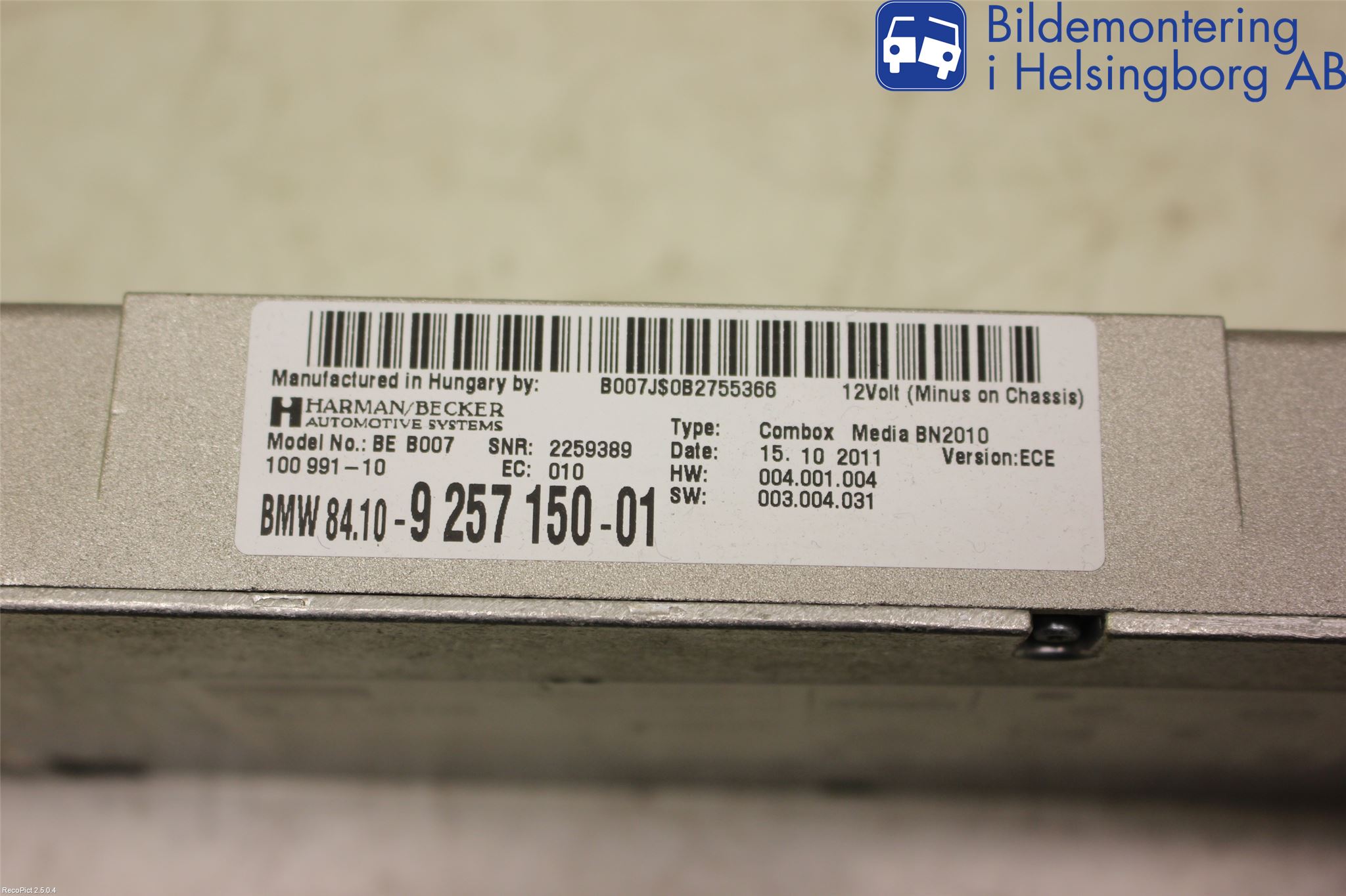 BMW 5 F10/F11/F18 09-17 Radio Övrigt