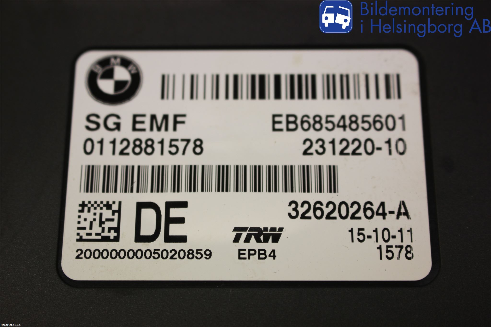 BMW 5 F10/F11/F18 09-17 Styrenhet Övrigt