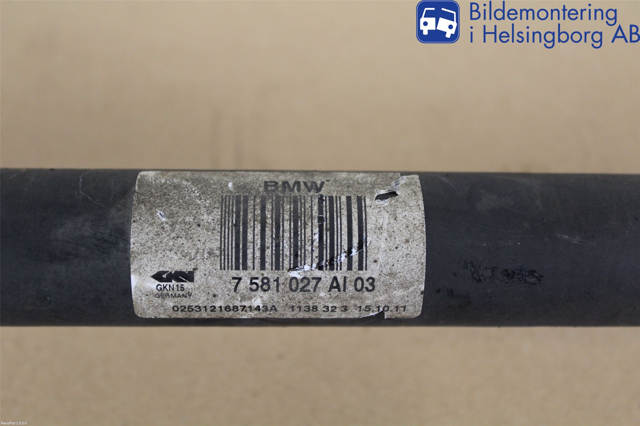 BMW 5 F10/F11/F18 09-17 Drivaxel Bak Vänster