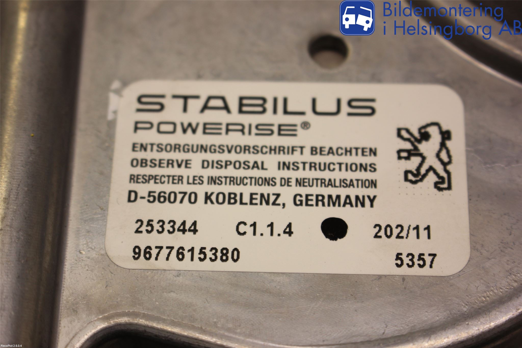 Peugeot 508 11-18 Bakluckeöppnare Automatisk