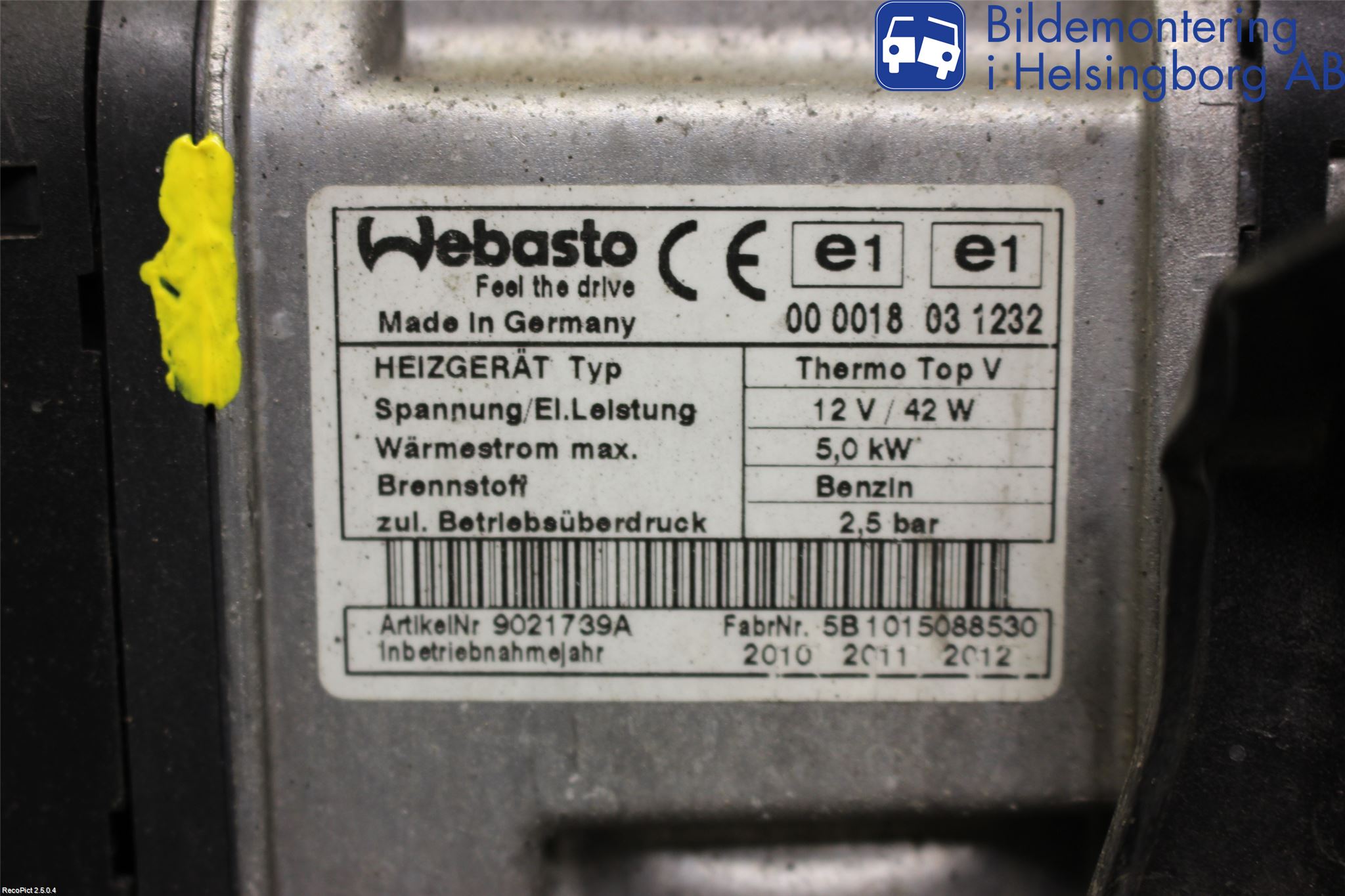 Volkswagen VW CADDY 11-15 Dieselvärmare