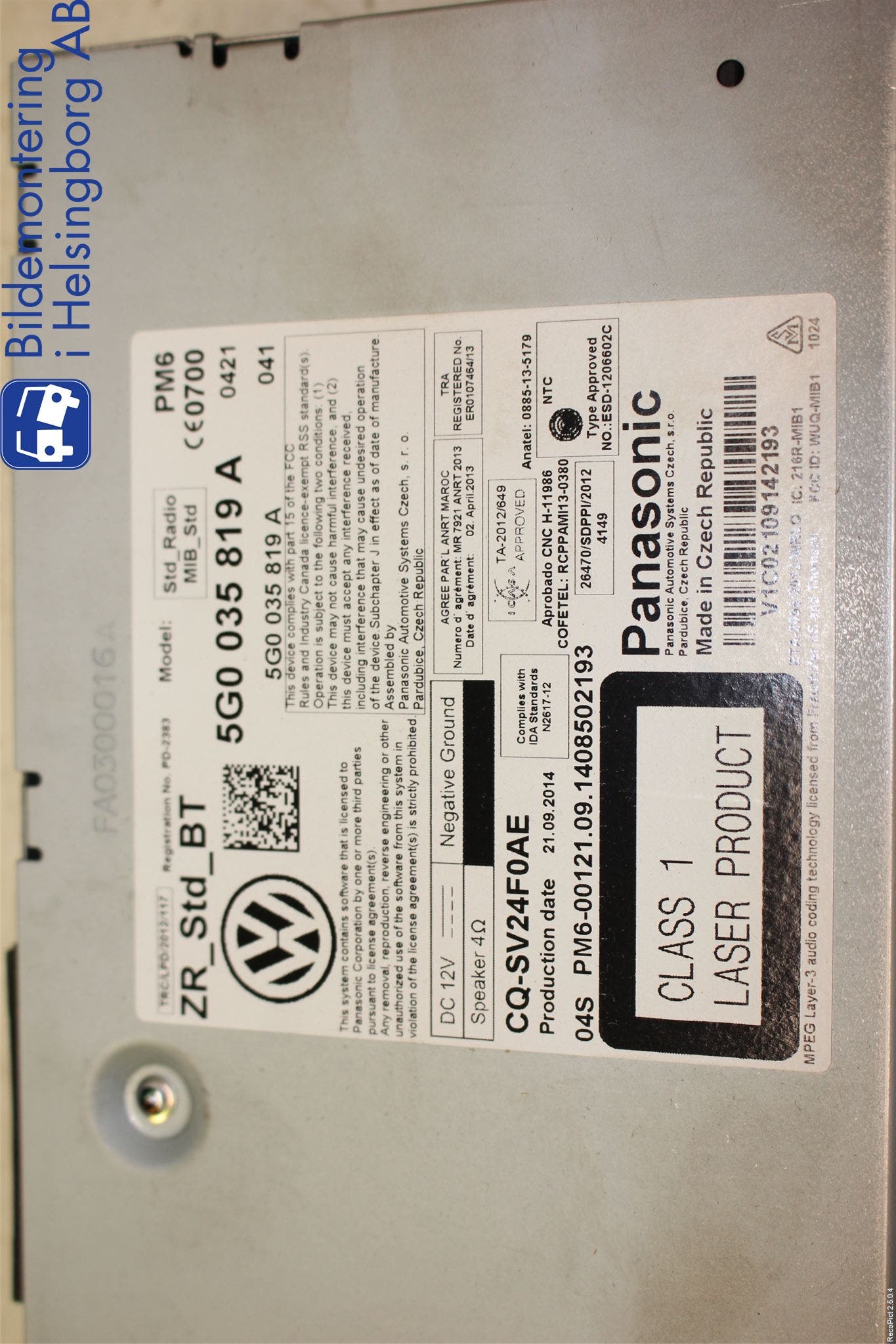 Volkswagen VW GOLF / E-GOLF VII 13-20 Cd Radio - Multimediapanel