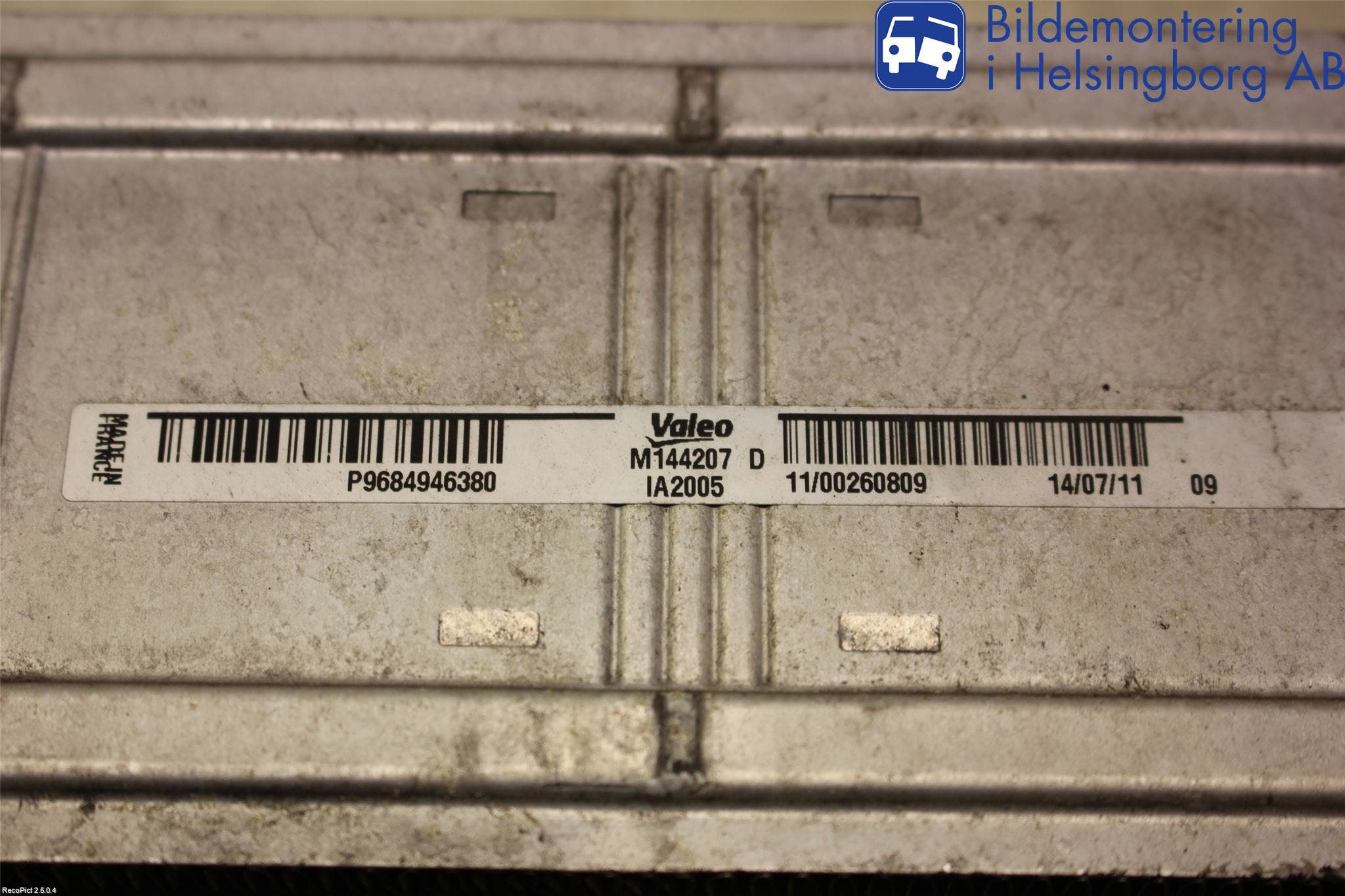 Peugeot 508 11-18 Laddluft-Intercooler Kyl