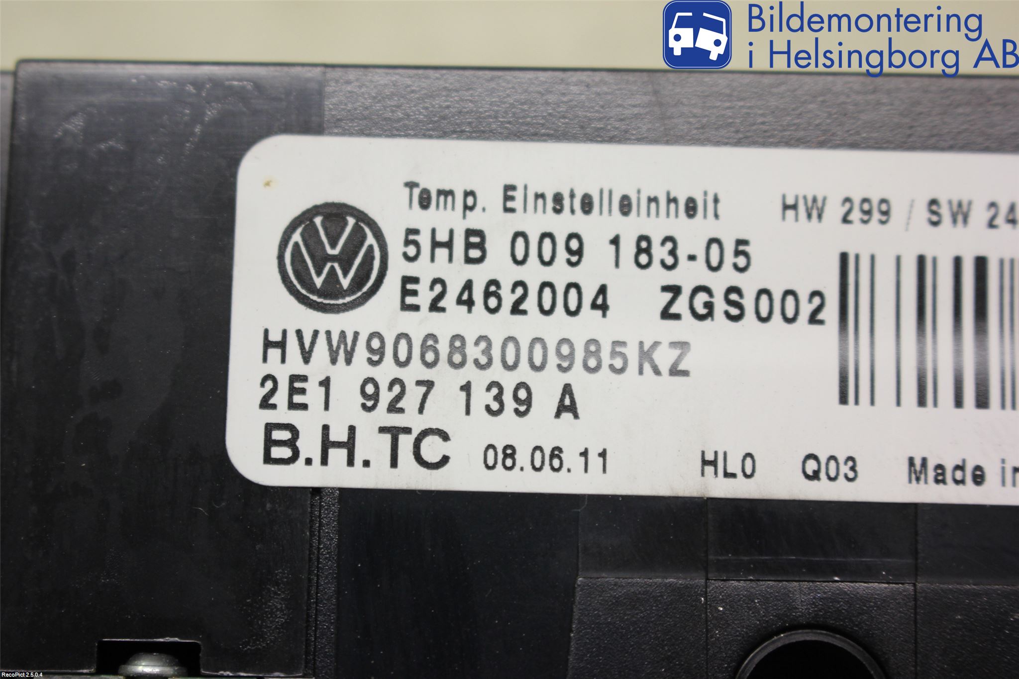 Volkswagen VW CRAFTER 06-16 Ac Styrenhet Ac Manöveren