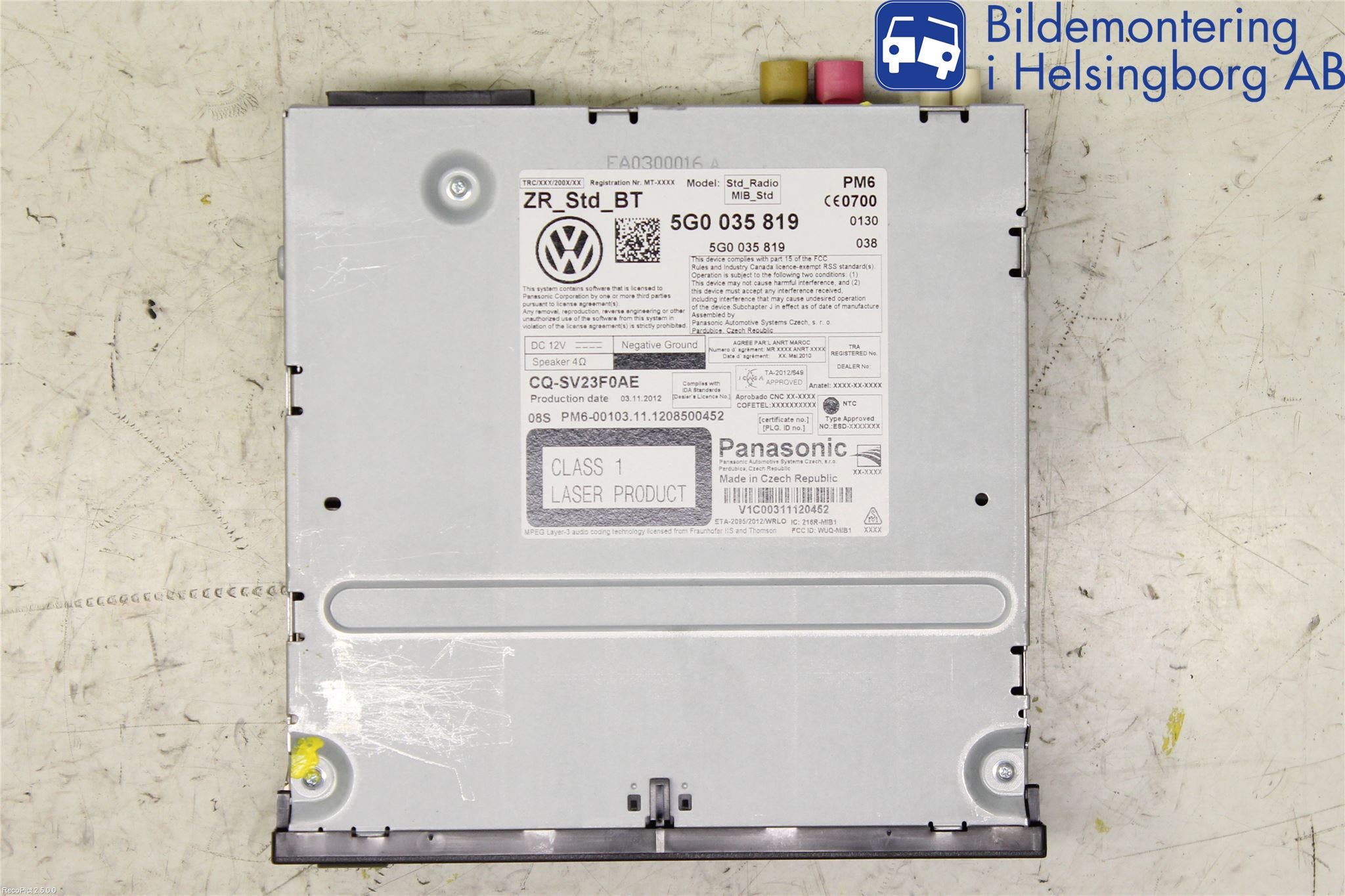 Volkswagen VW GOLF / E-GOLF VII 13-20 Cd Radio - Multimediapanel