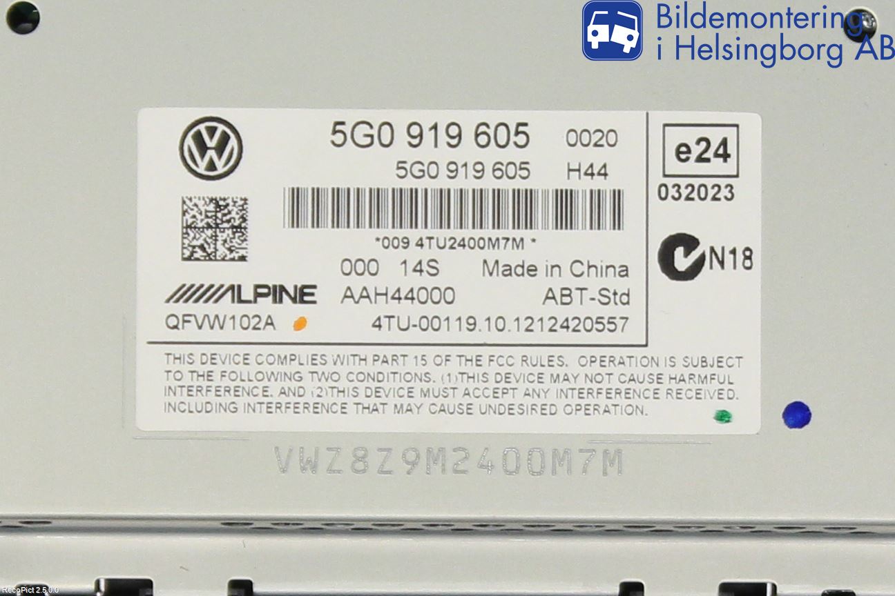 Volkswagen VW GOLF / E-GOLF VII 13-20 Multifunktionsdisplay