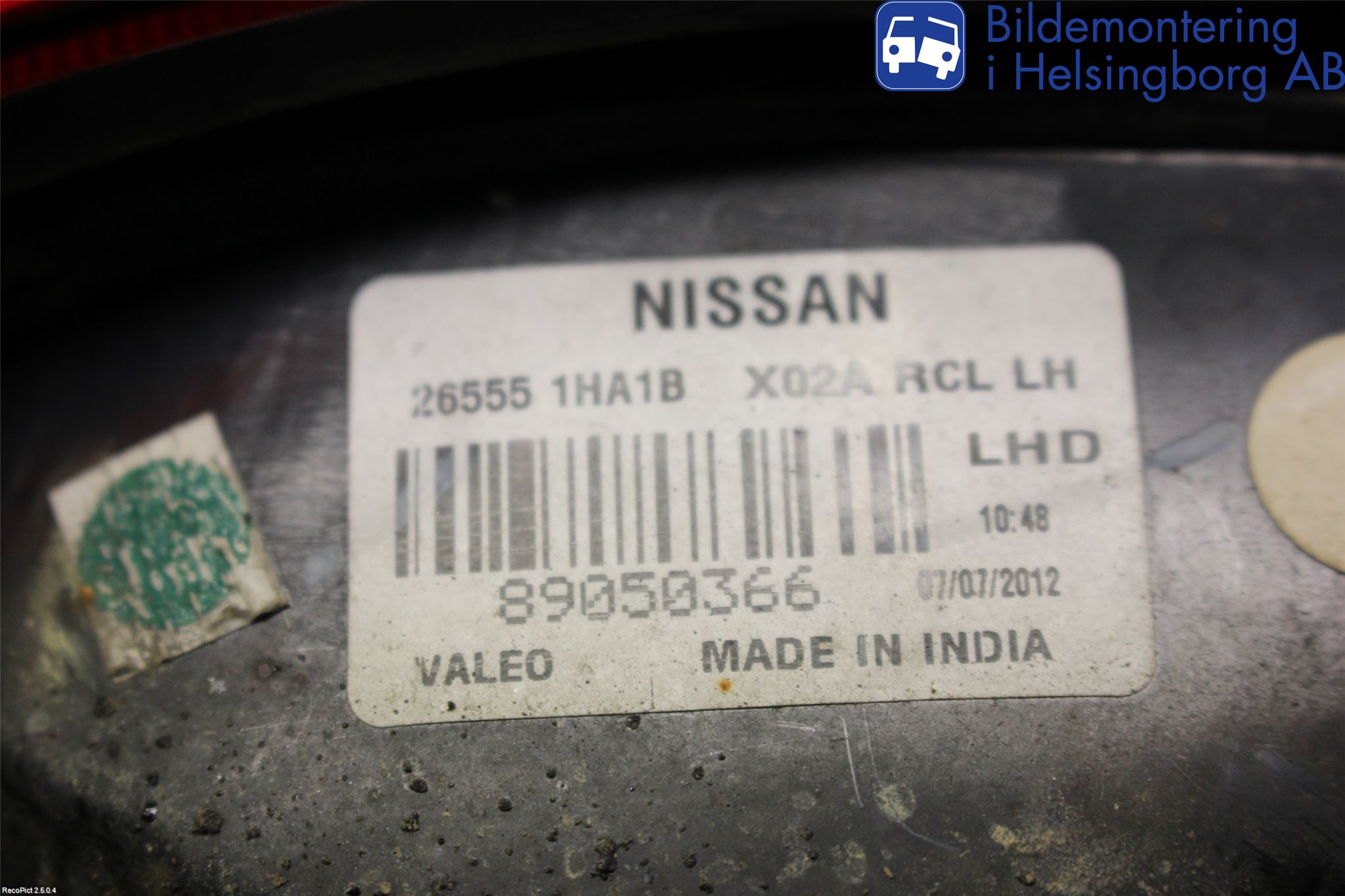 Nissan MICRA 11-16 Bakljus Vänster