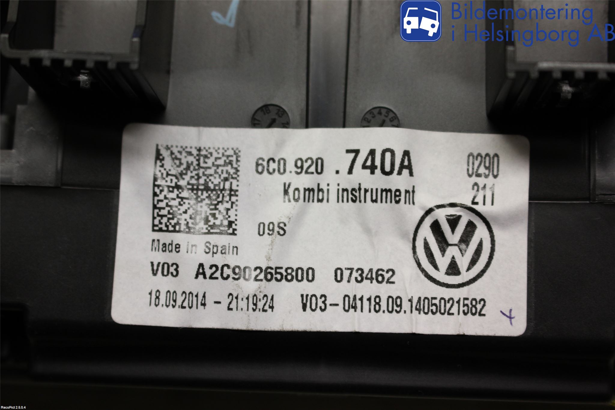 Volkswagen VW POLO 10-17 Instrument Komb