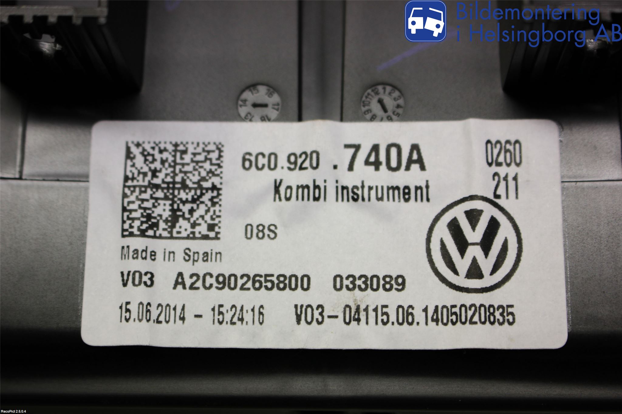 Volkswagen VW POLO 10-17 Instrument Komb