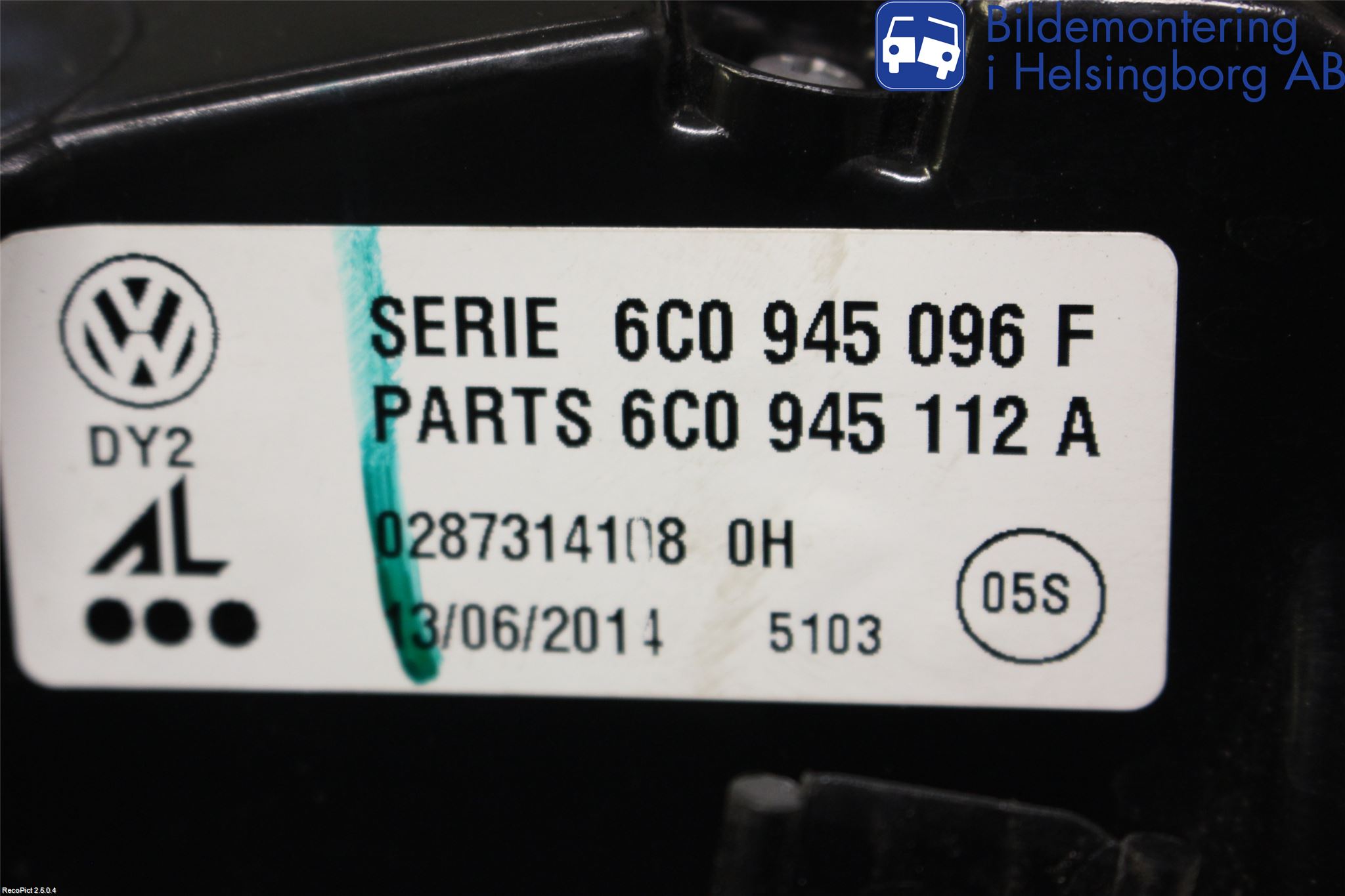 Volkswagen VW POLO 10-17 Bakljus Höger
