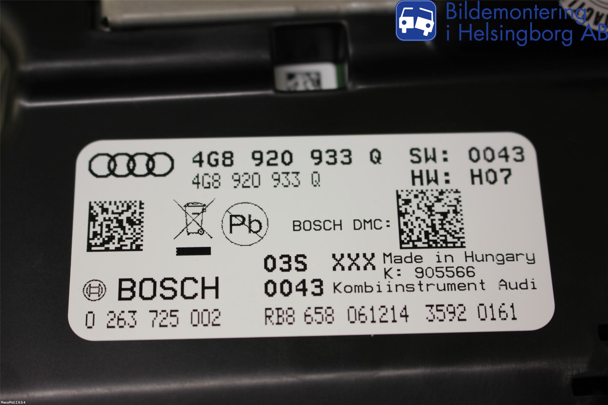 Audi A6/S6 4G 11-18 Instrument Komb