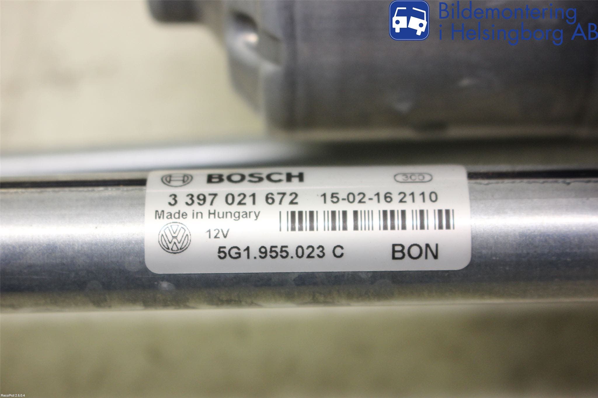 Volkswagen VW GOLF / E-GOLF VII 13-20 Torkarmekanism Vindruta