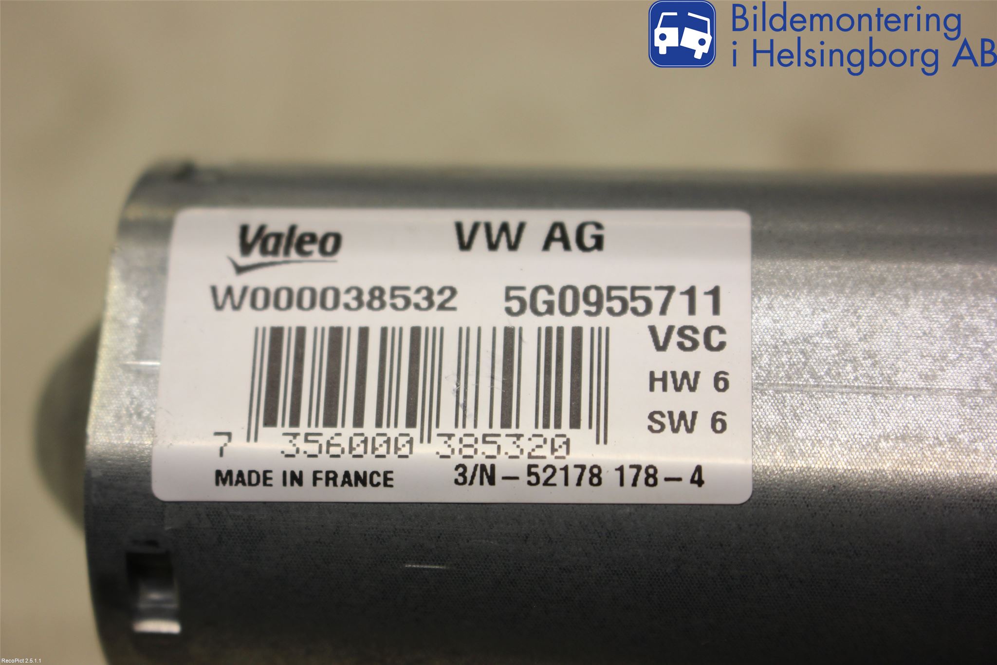 Volkswagen VW GOLF / E-GOLF VII 13-20 Torkarmotor Baklucka