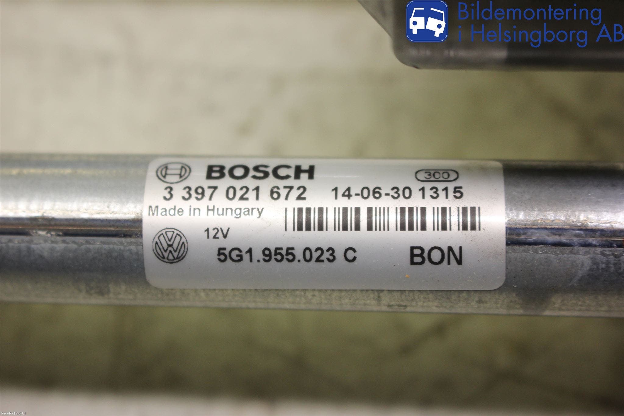 Volkswagen VW GOLF / E-GOLF VII 13-20 Torkarmekanism Vindruta