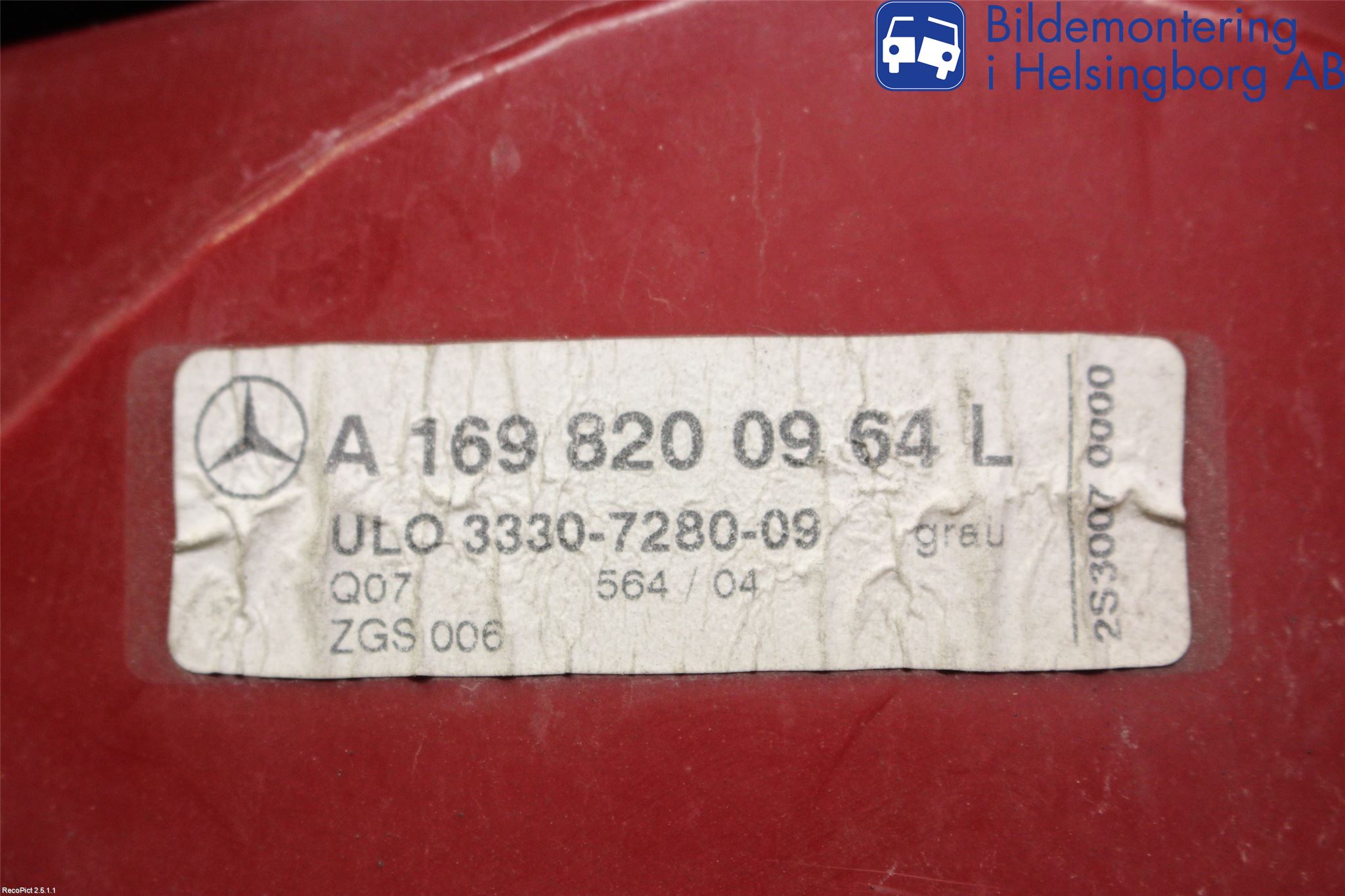 Mercedes-Benz MB A-KLASS (W169) 04-12 Bakljus Vänster