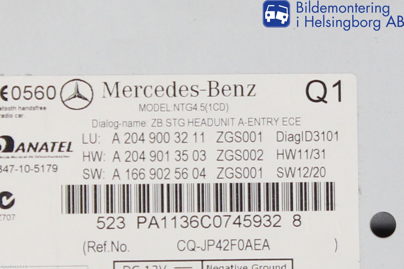 Mercedes-Benz MB C-KLASS (W204) 07-15 Cd Radio - Multimediapanel