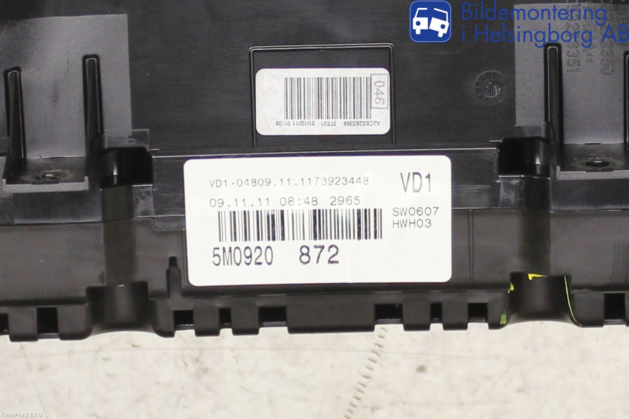 Volkswagen VW GOLF PLUS/CROSS GOLF 04-14 Instrument Komb