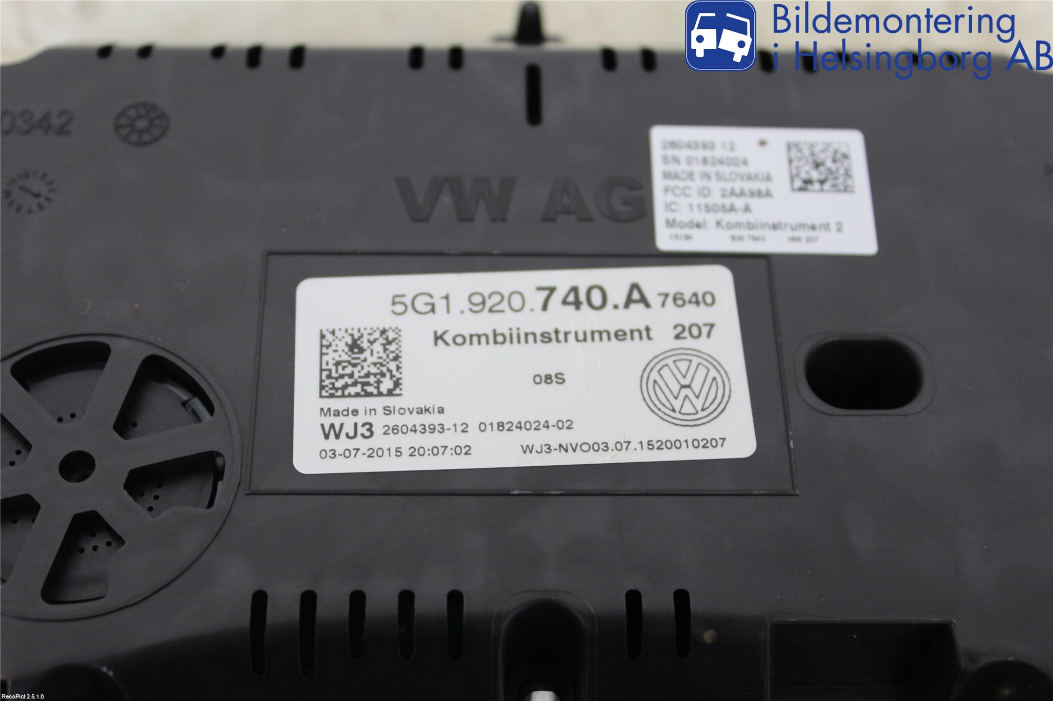 Volkswagen VW GOLF / E-GOLF VII 13-20 Instrument Komb
