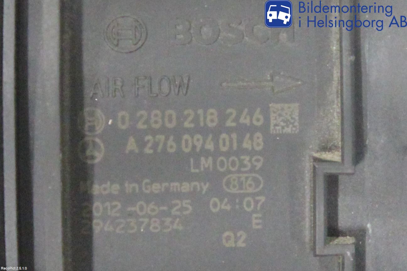 Mercedes-Benz MB E-KLASS (W212) 09-16 Injluftmassamätare