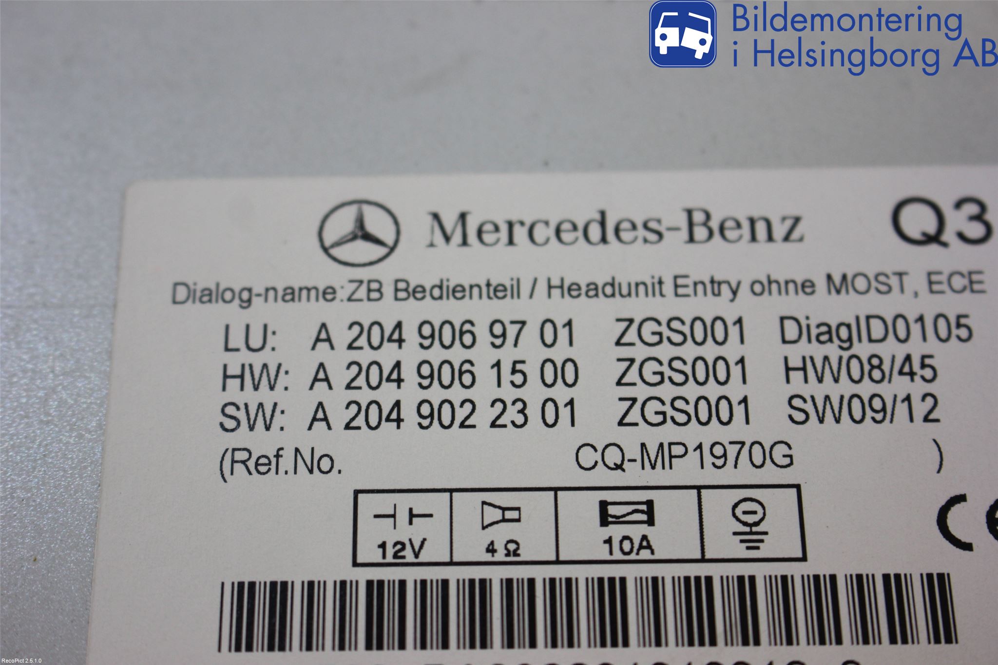 Mercedes-Benz MB C-KLASS (W204) 07-15 Cd Radio - Multimediapanel