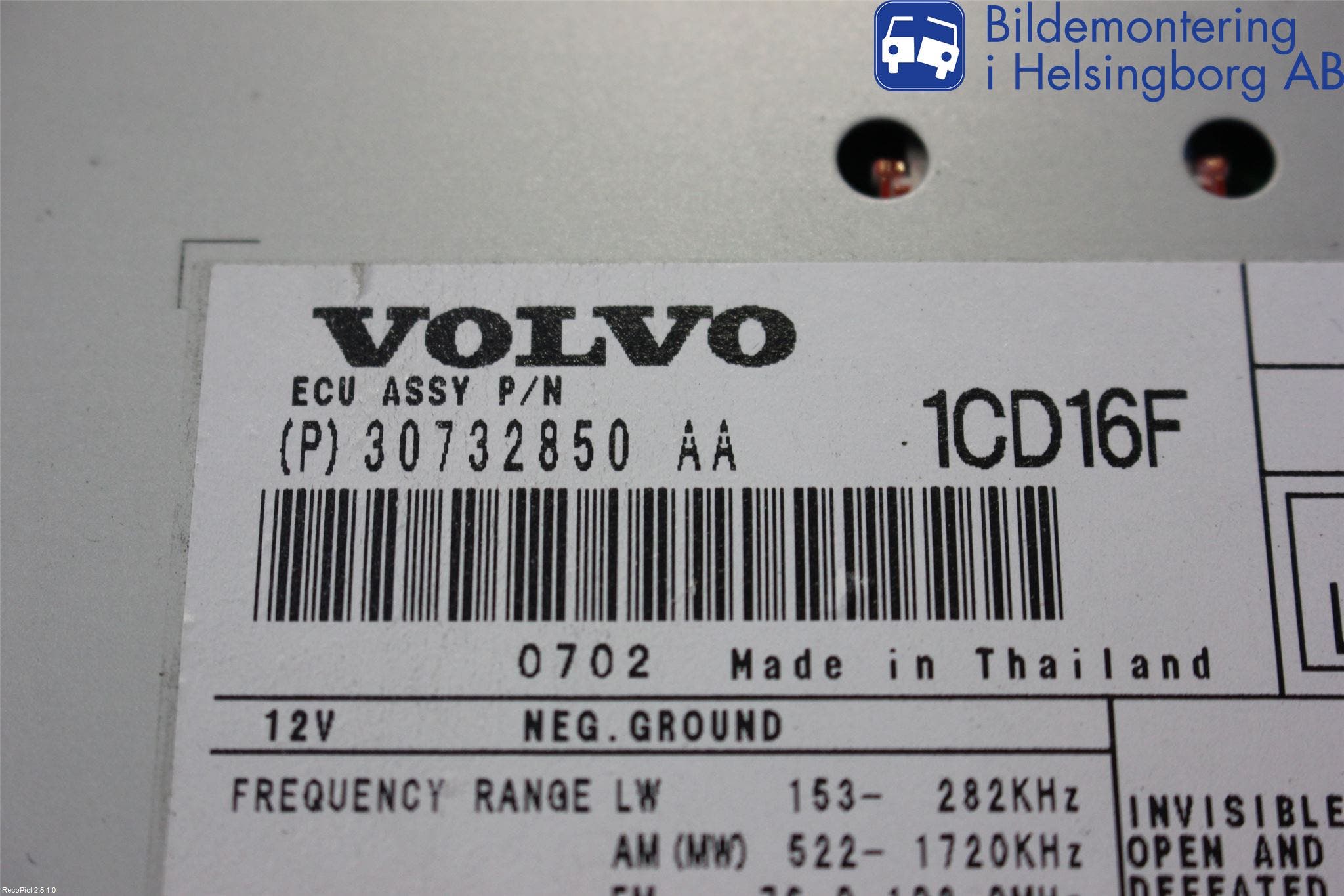 Volvo S40 04-07 Kontrolldisplay