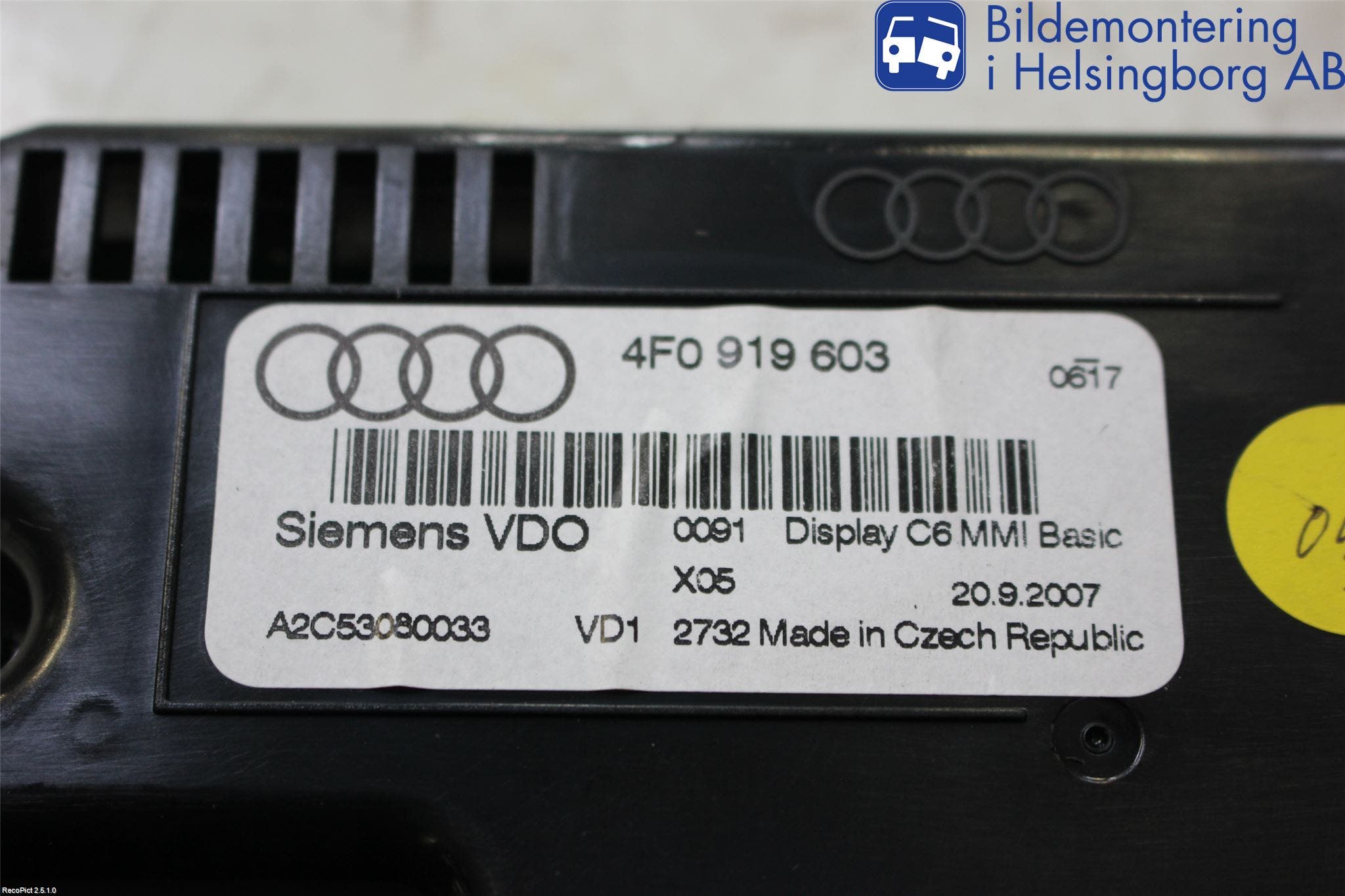 Audi A6/S6     05-11 Kontrolldisplay
