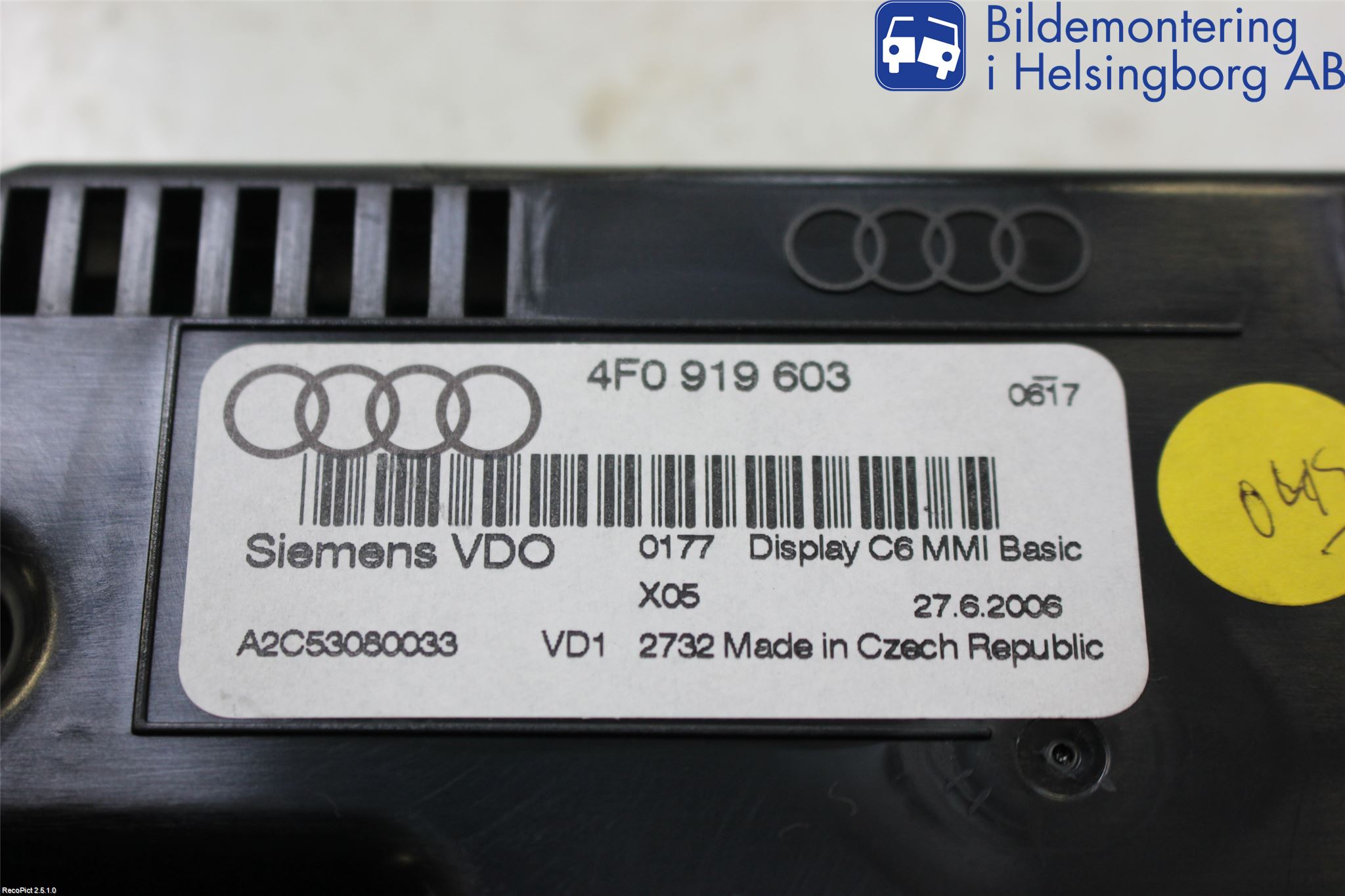Audi A6/S6     05-11 Kontrolldisplay