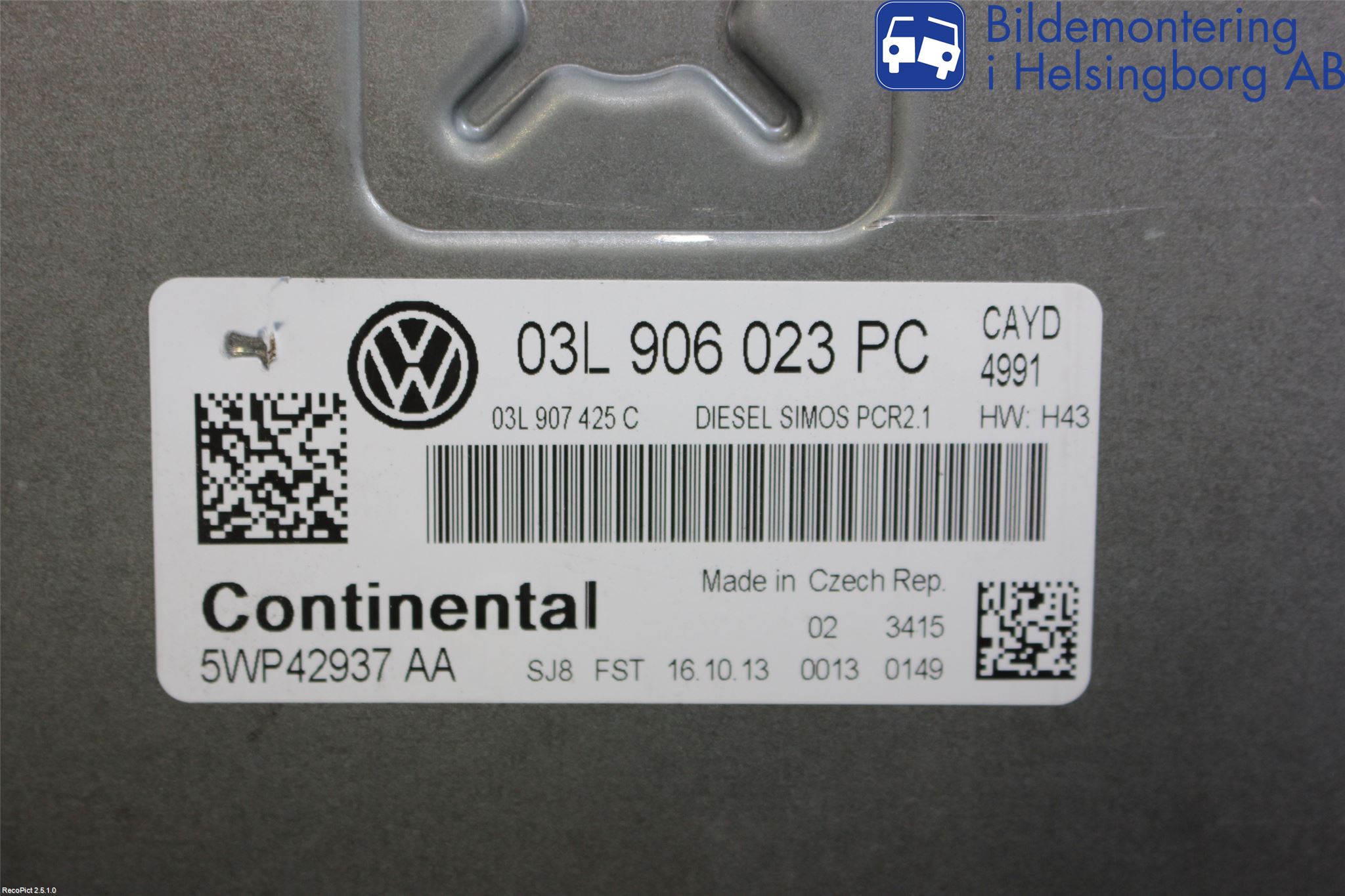 Volkswagen VW CADDY 11-15 Styrenhet Inspump Diesel