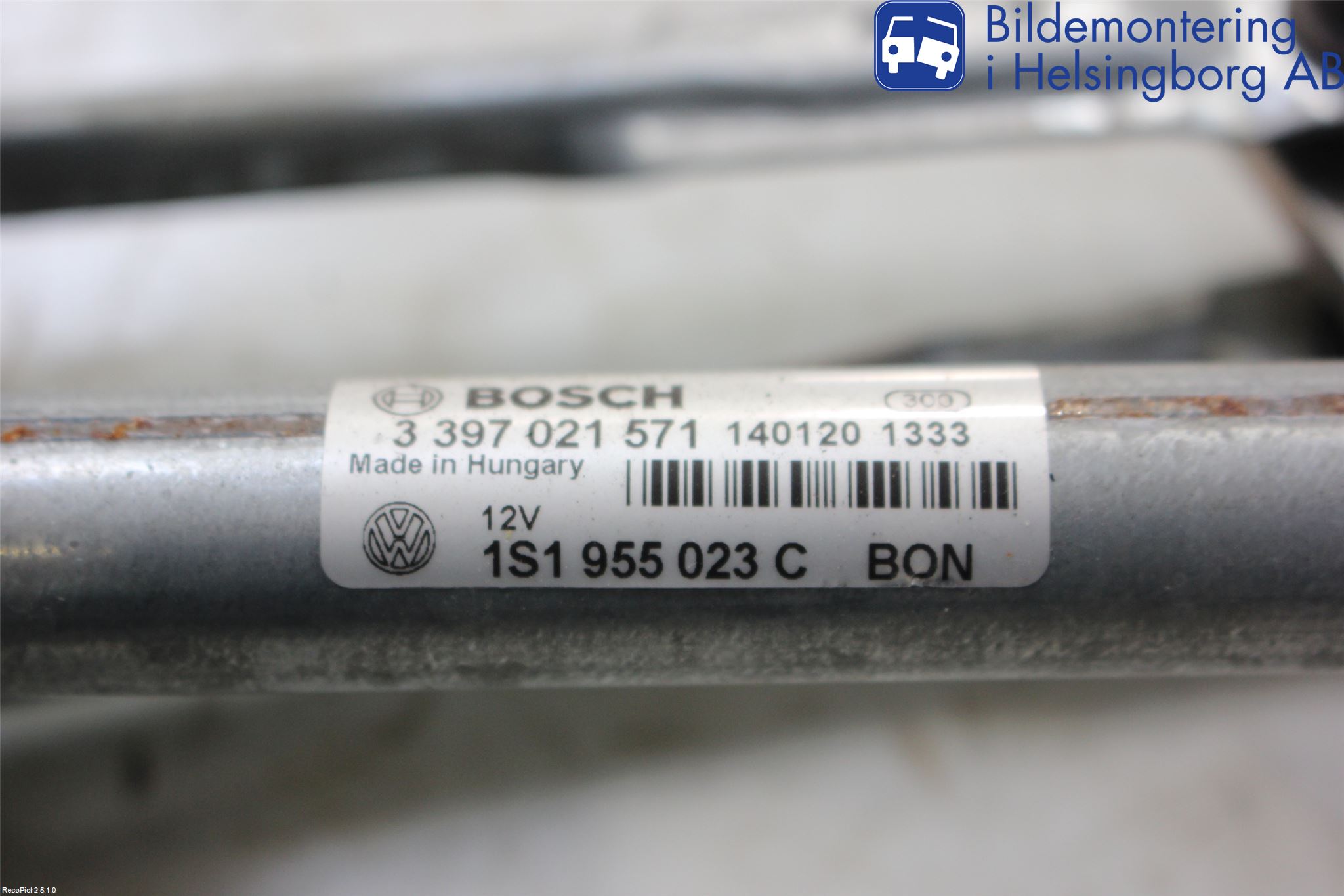 Volkswagen VW UP! / E-UP! Torkarmekanism Vindruta