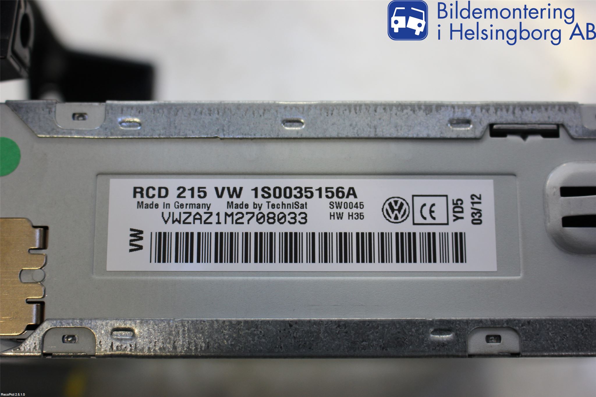 Volkswagen VW UP! / E-UP! Cd Radio - Multimediapanel