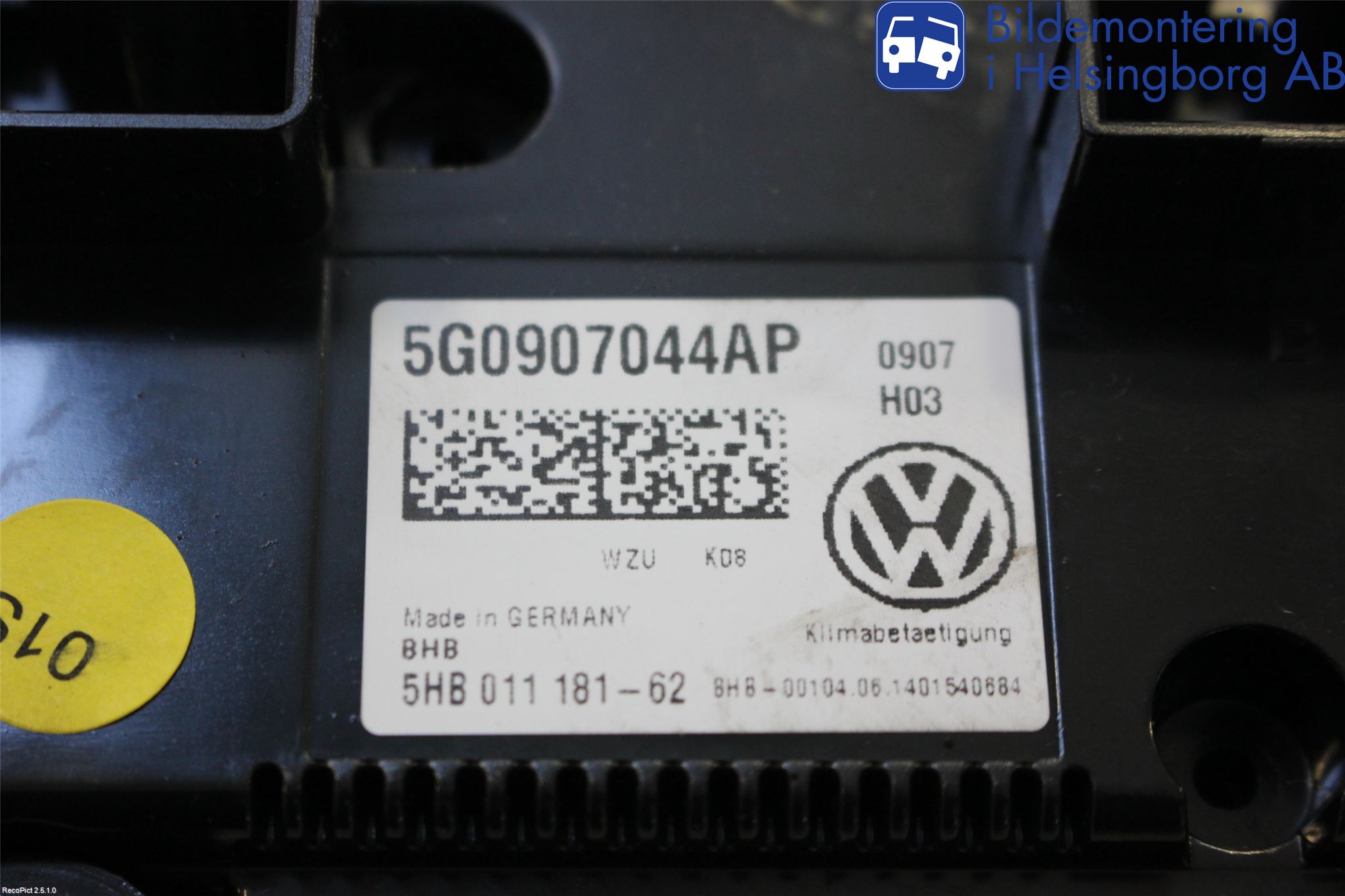 Volkswagen VW GOLF SPORTSVAN 15-20 Ac Styrenhet Ac Manöveren