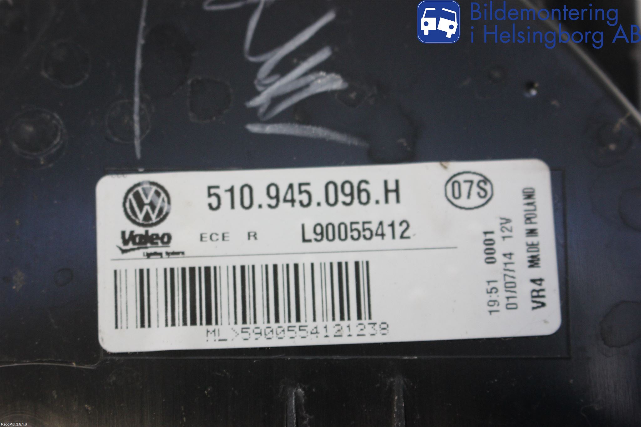 Volkswagen VW GOLF SPORTSVAN 15-20 Bakljus Höger