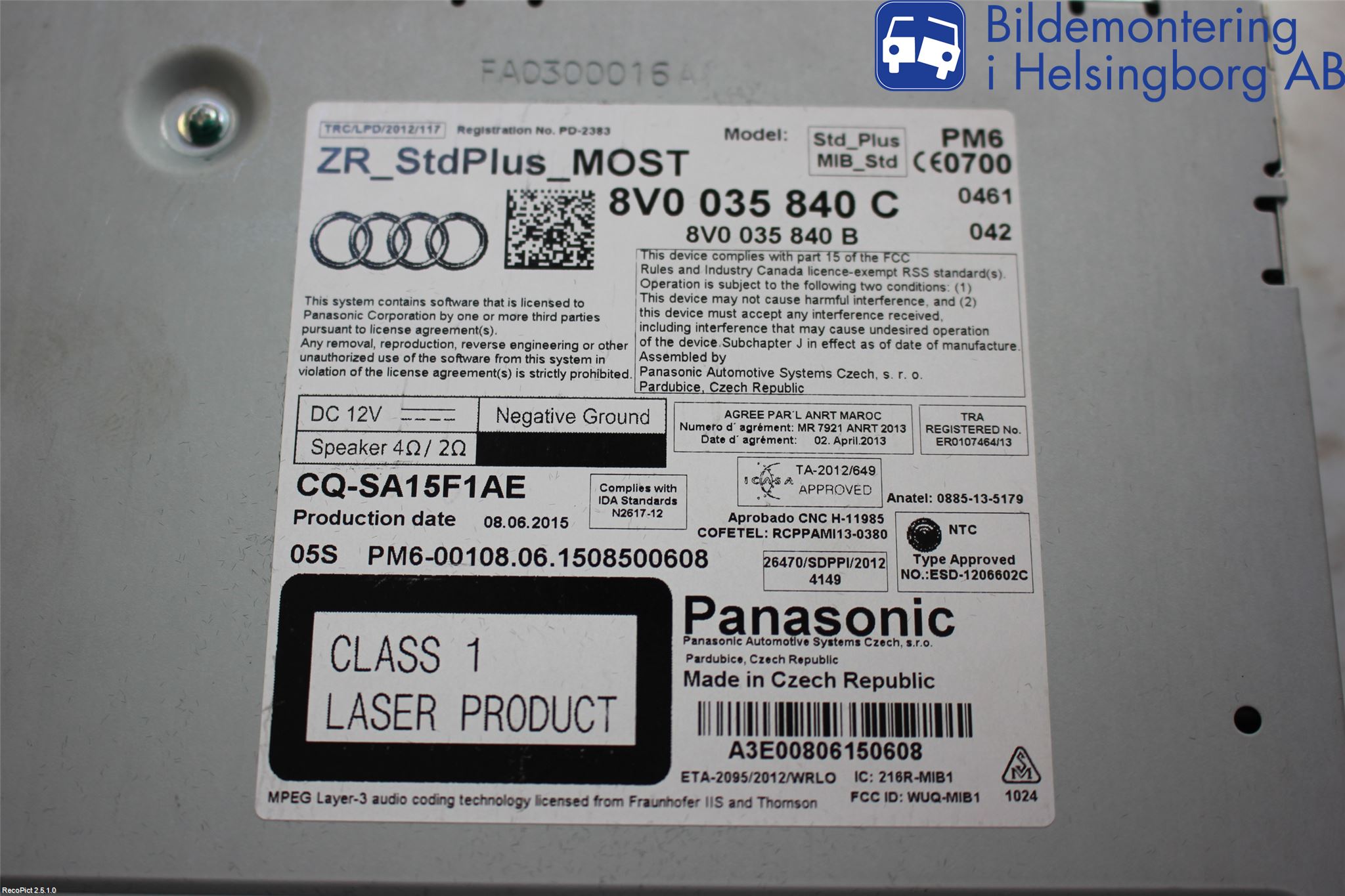 Audi A3/S3 8V 13-20 Cd Radio - Multimediapanel