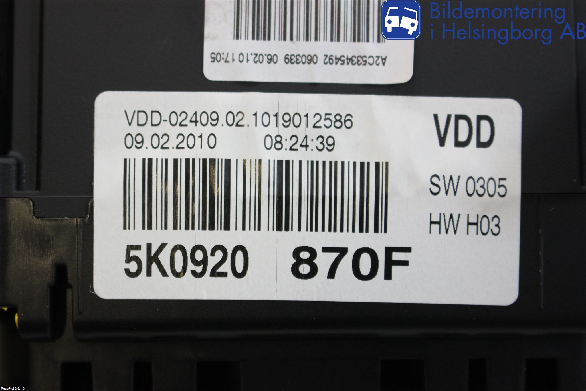 Volkswagen VW GOLF VI 09-13 Instrument Komb