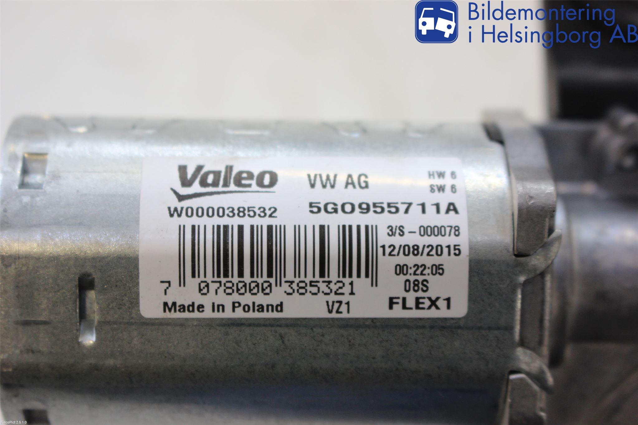 Volkswagen VW GOLF / E-GOLF VII 13-20 Torkarmotor Baklucka