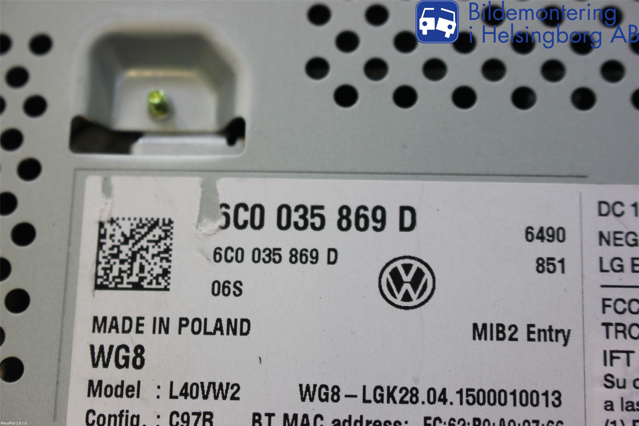 Volkswagen VW POLO 10-17 Cd Radio - Multimediapanel