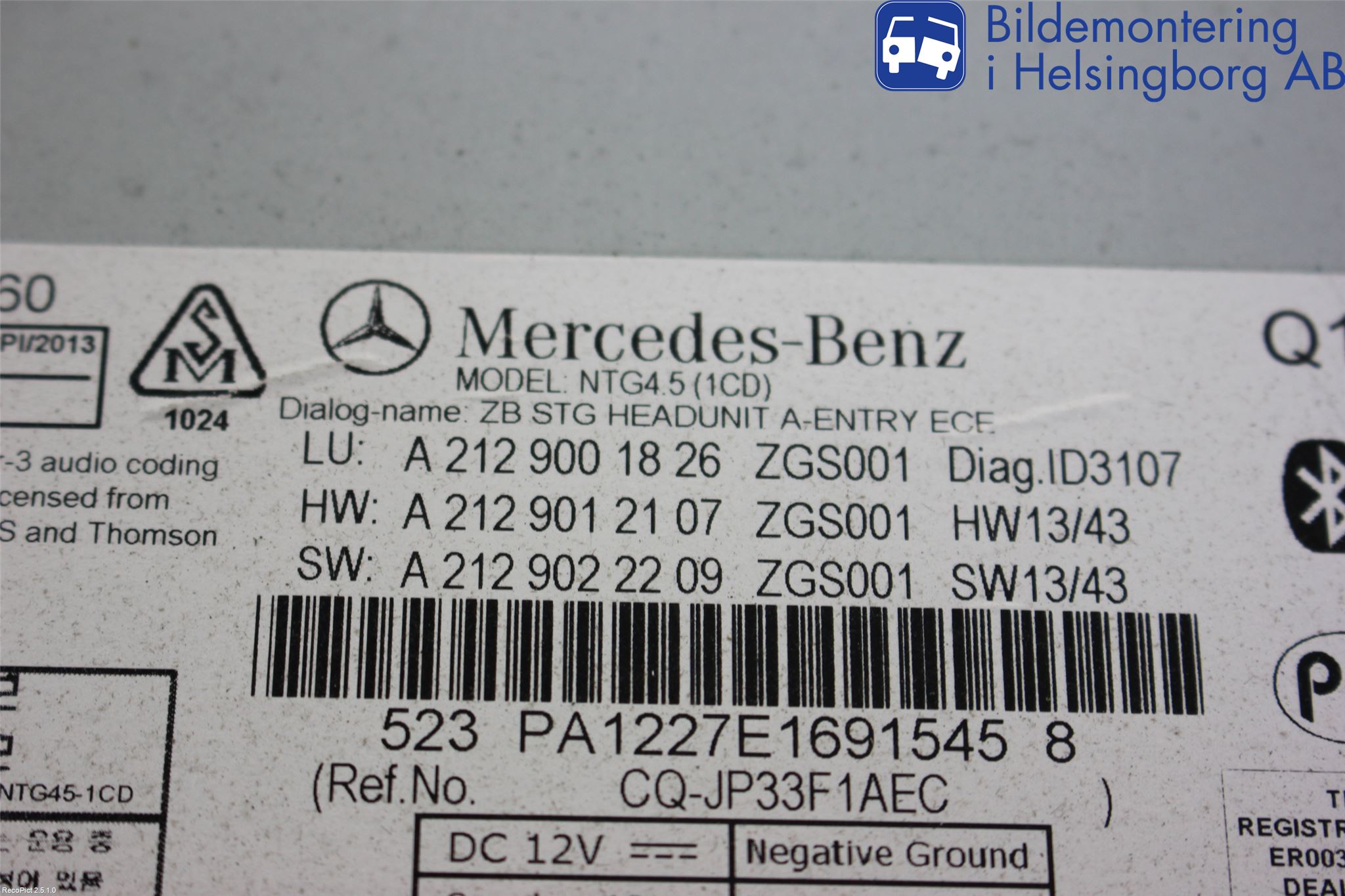 Mercedes-Benz MB E-KLASS (W212) 09-16 Cd Radio - Multimediapanel