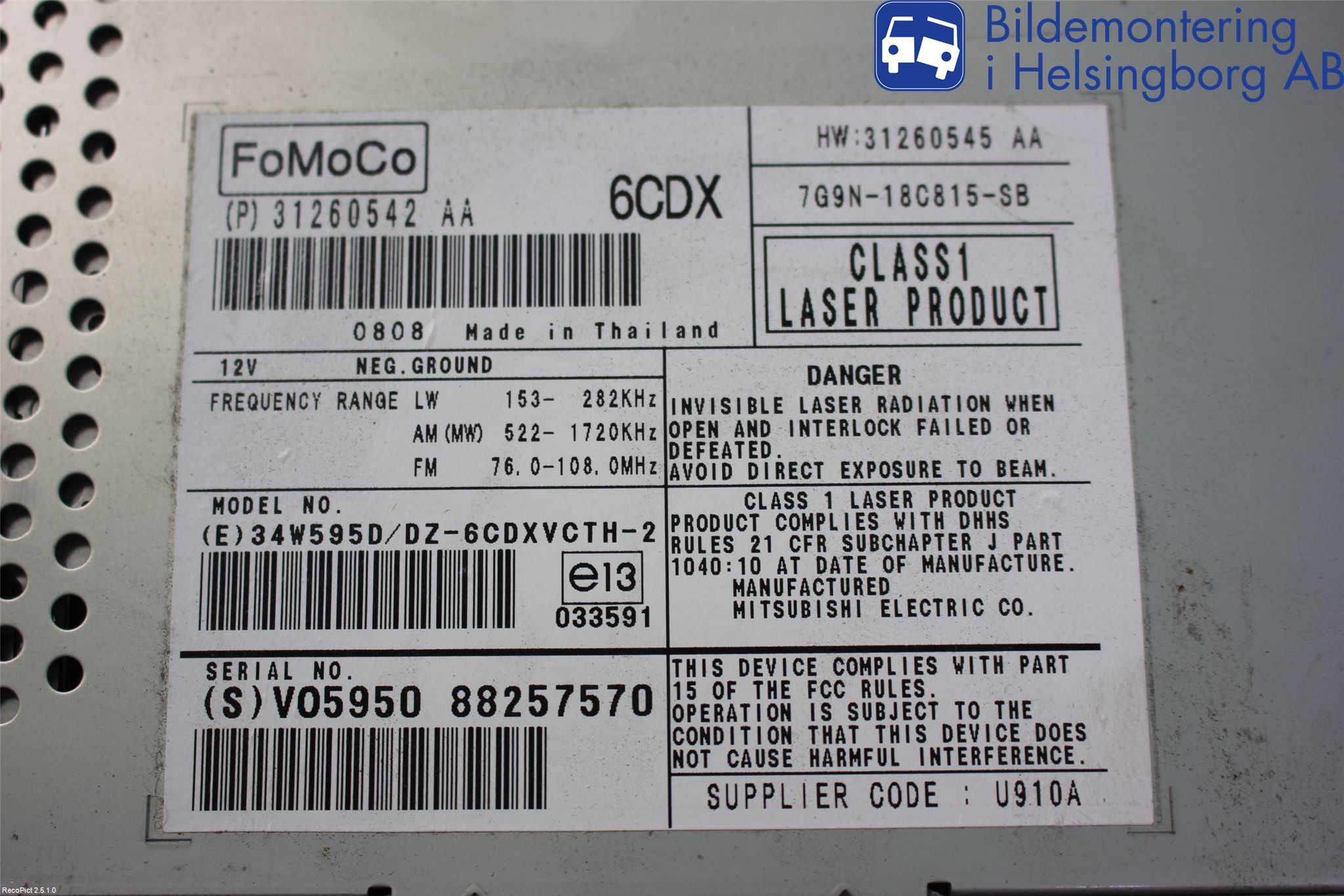 Volvo V70 08-13 Cd Radio - Multimediapanel