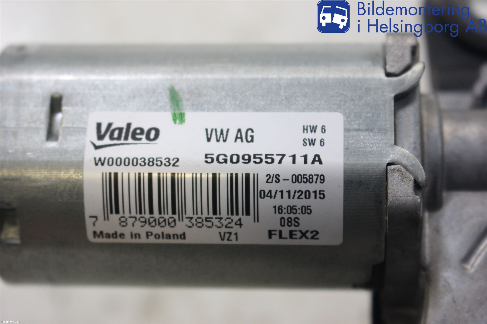 Volkswagen VW GOLF / E-GOLF VII 13-20 Torkarmotor Baklucka