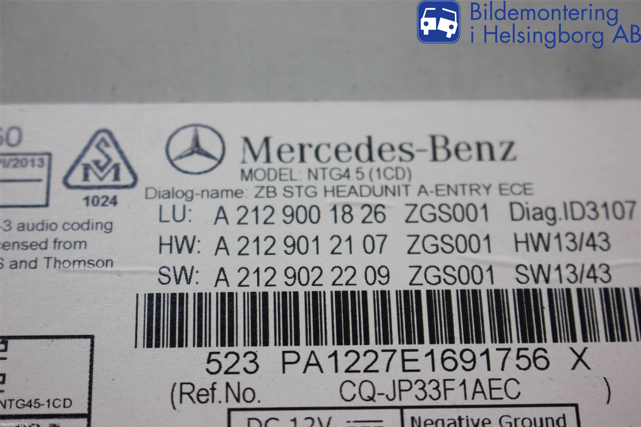 Mercedes-Benz MB E-KLASS COUPÈ/CAB(C207) 09-17 Cd Radio - Multimediapanel