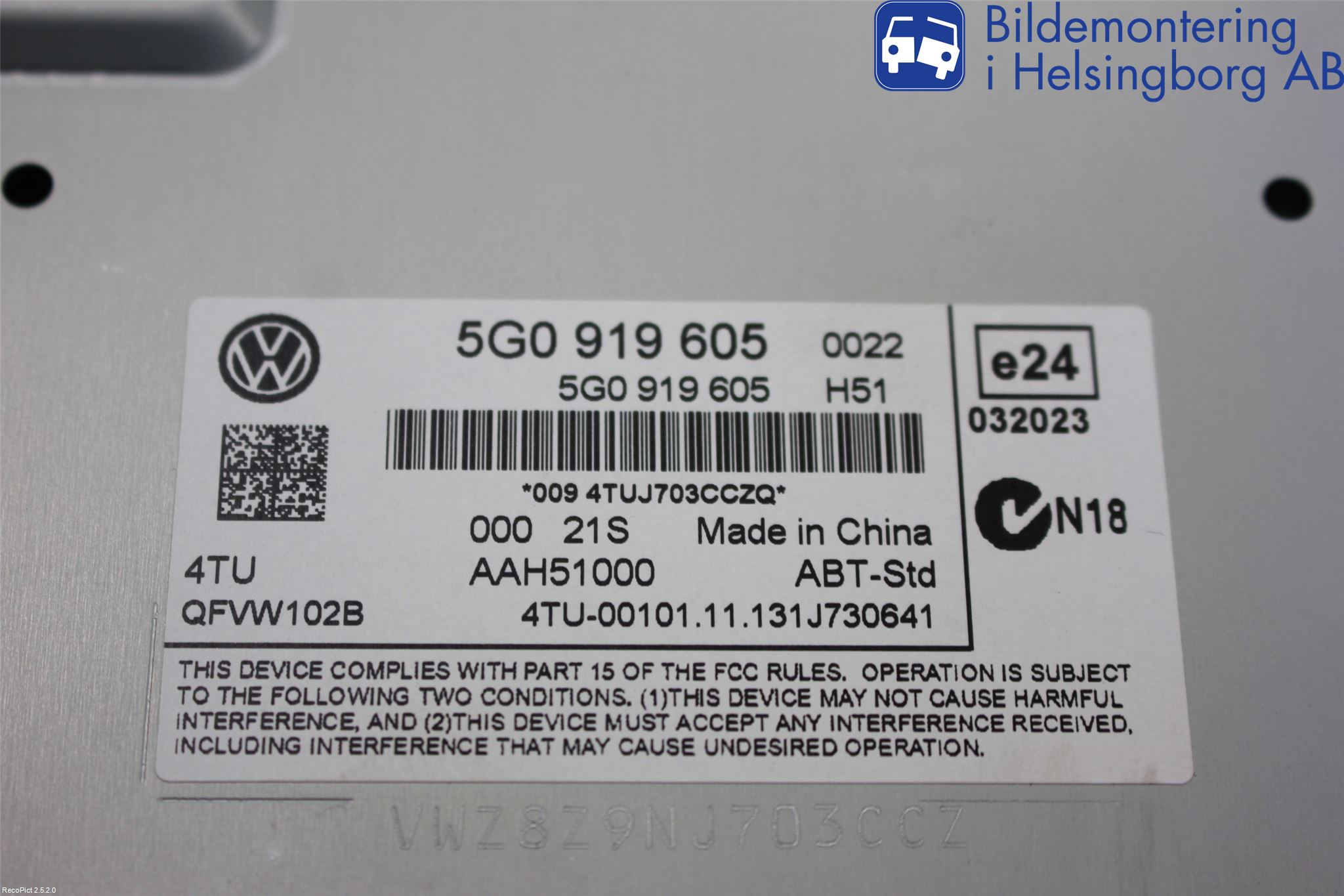 Volkswagen VW GOLF / E-GOLF VII 13-20 Multifunktionsdisplay