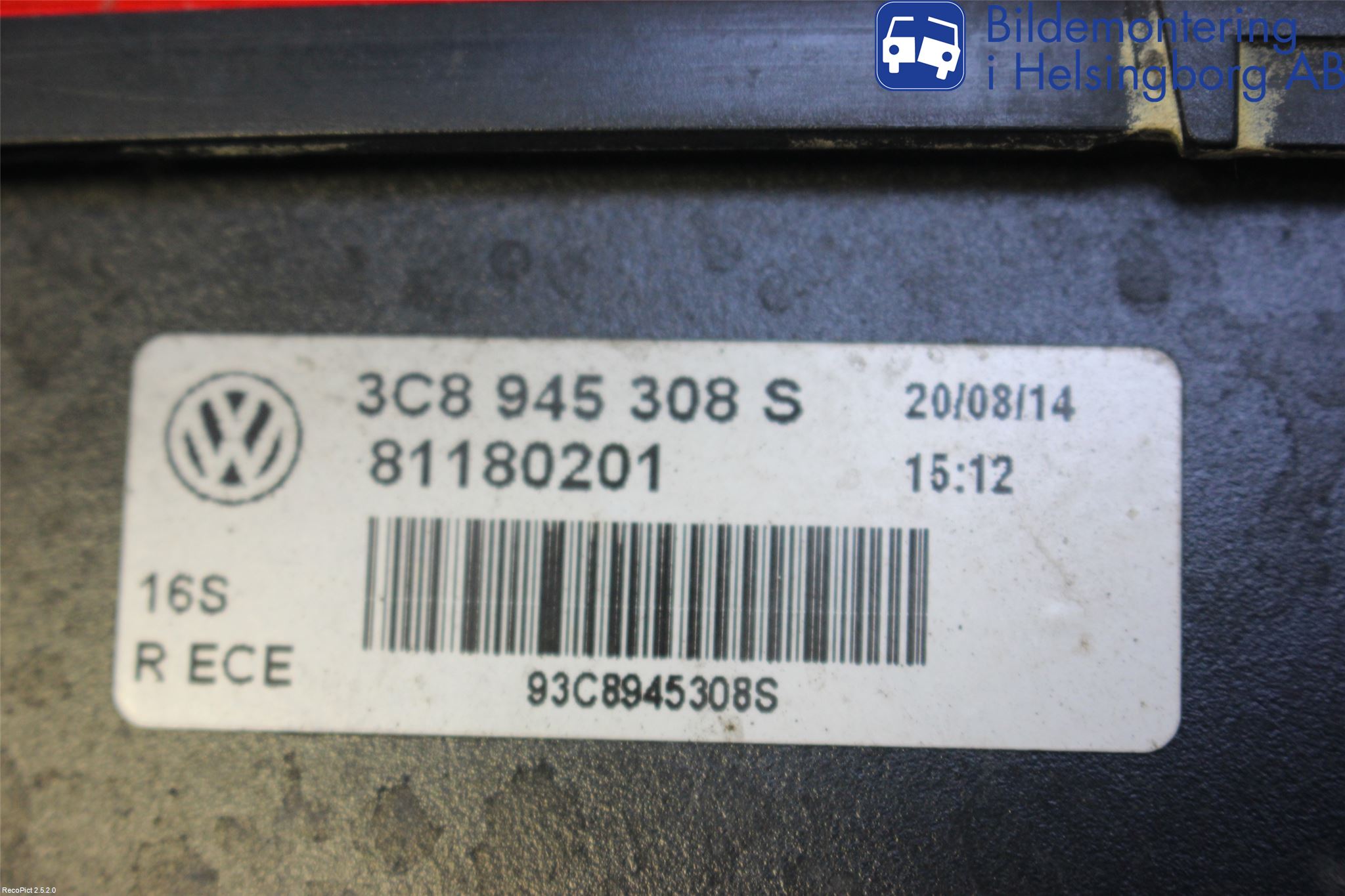 Volkswagen VW PASSAT CC 08-16 Bakljus Lucka Hö