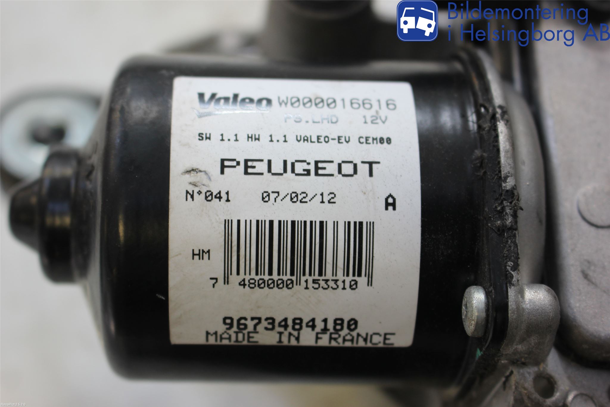 Peugeot RCZ Torkarmotor Vindruta