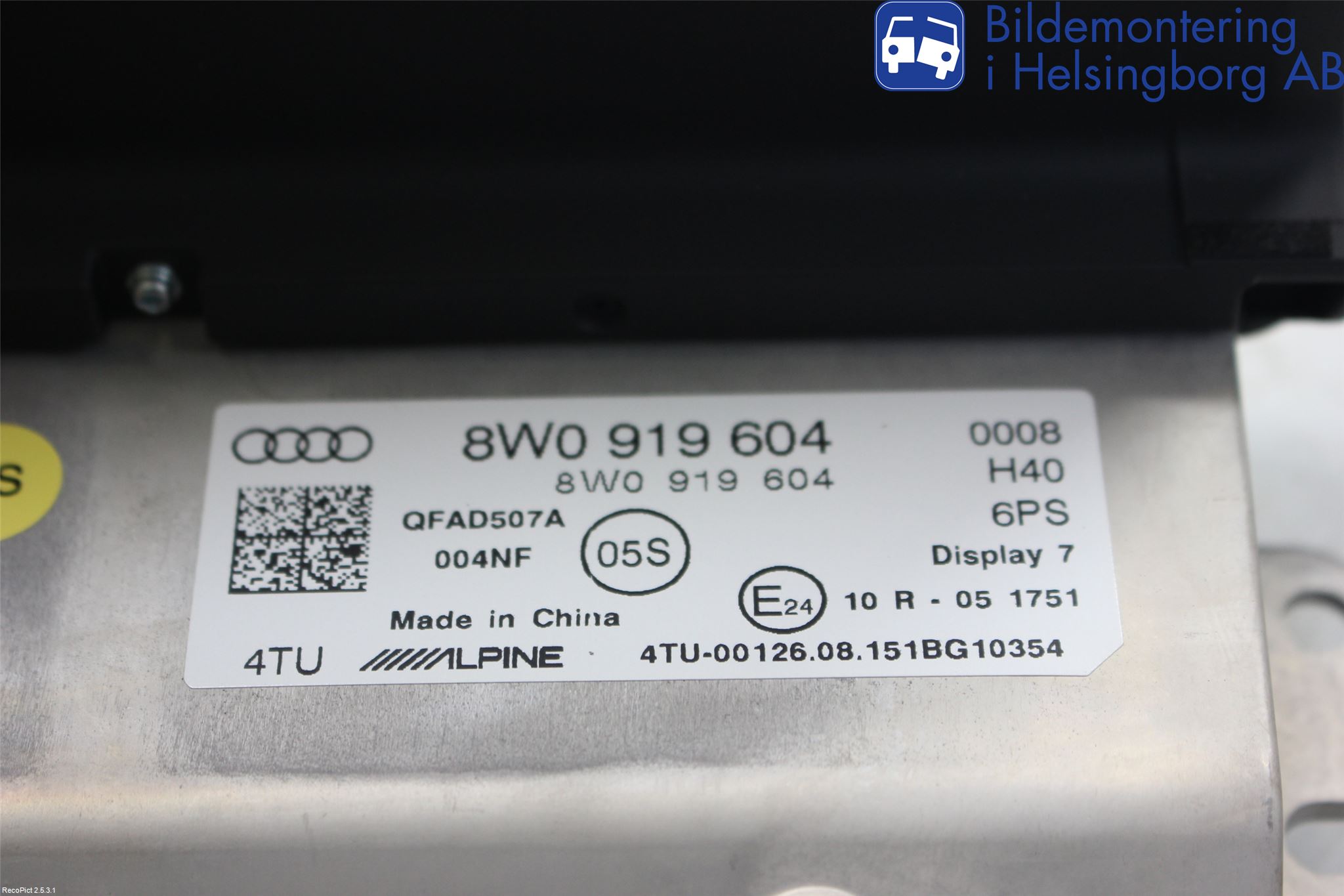 Audi A4/S4 B9 16-19 Multifunktionsdisplay