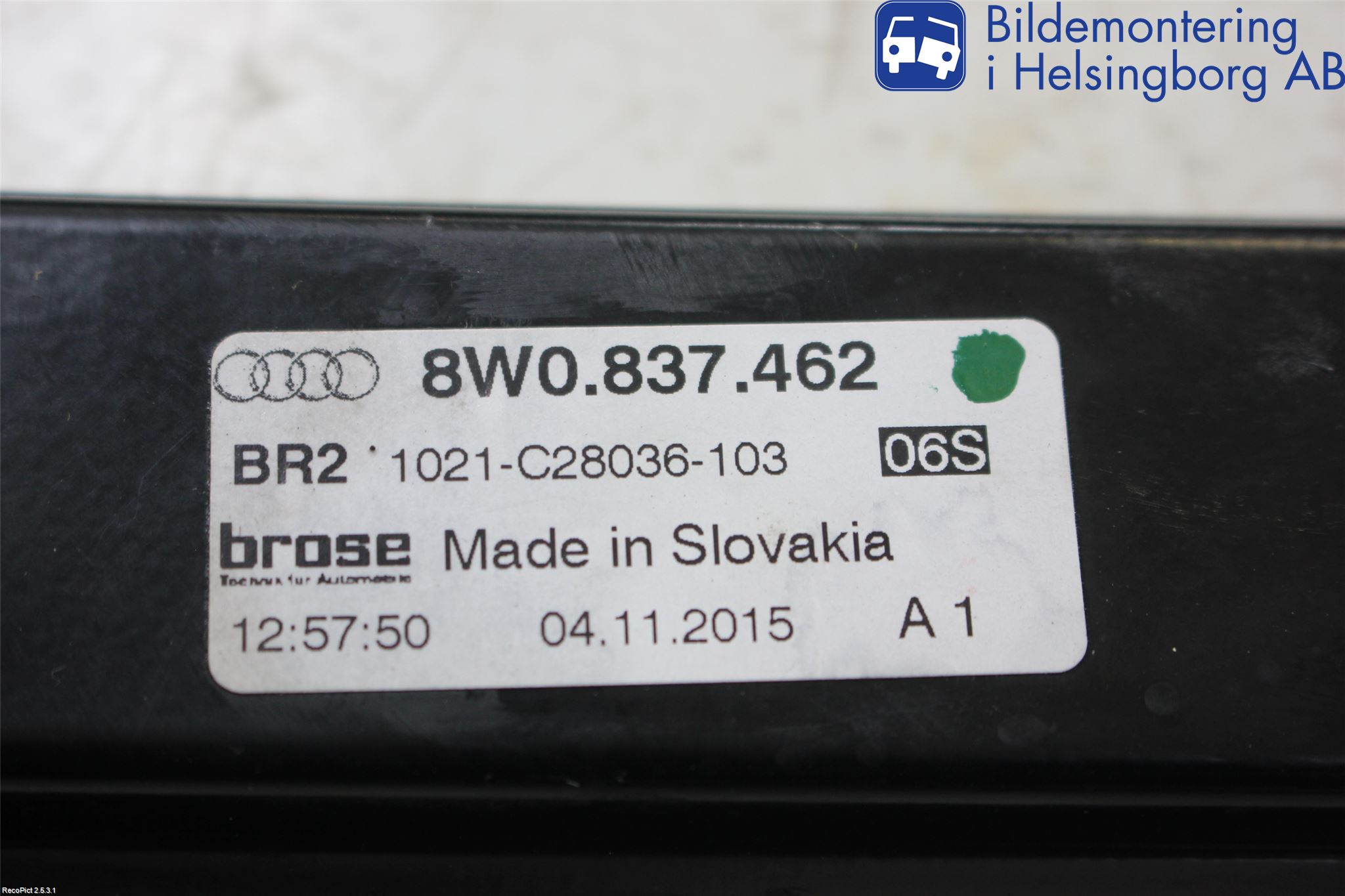 Audi A4/S4 B9 16-19 Fönsterhissmekanism