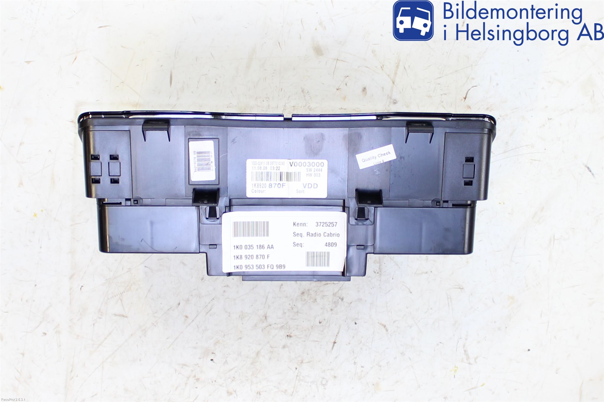 Volkswagen VW SCIROCCO 09-17 Instrument Komb