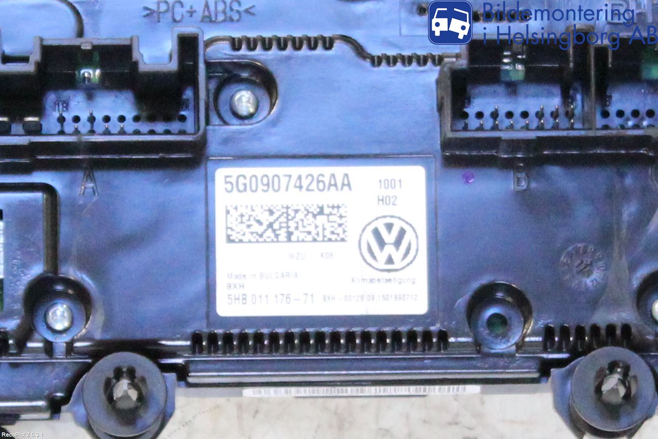 Volkswagen VW GOLF SPORTSVAN 15-20 Ac Styrenhet Ac Manöveren